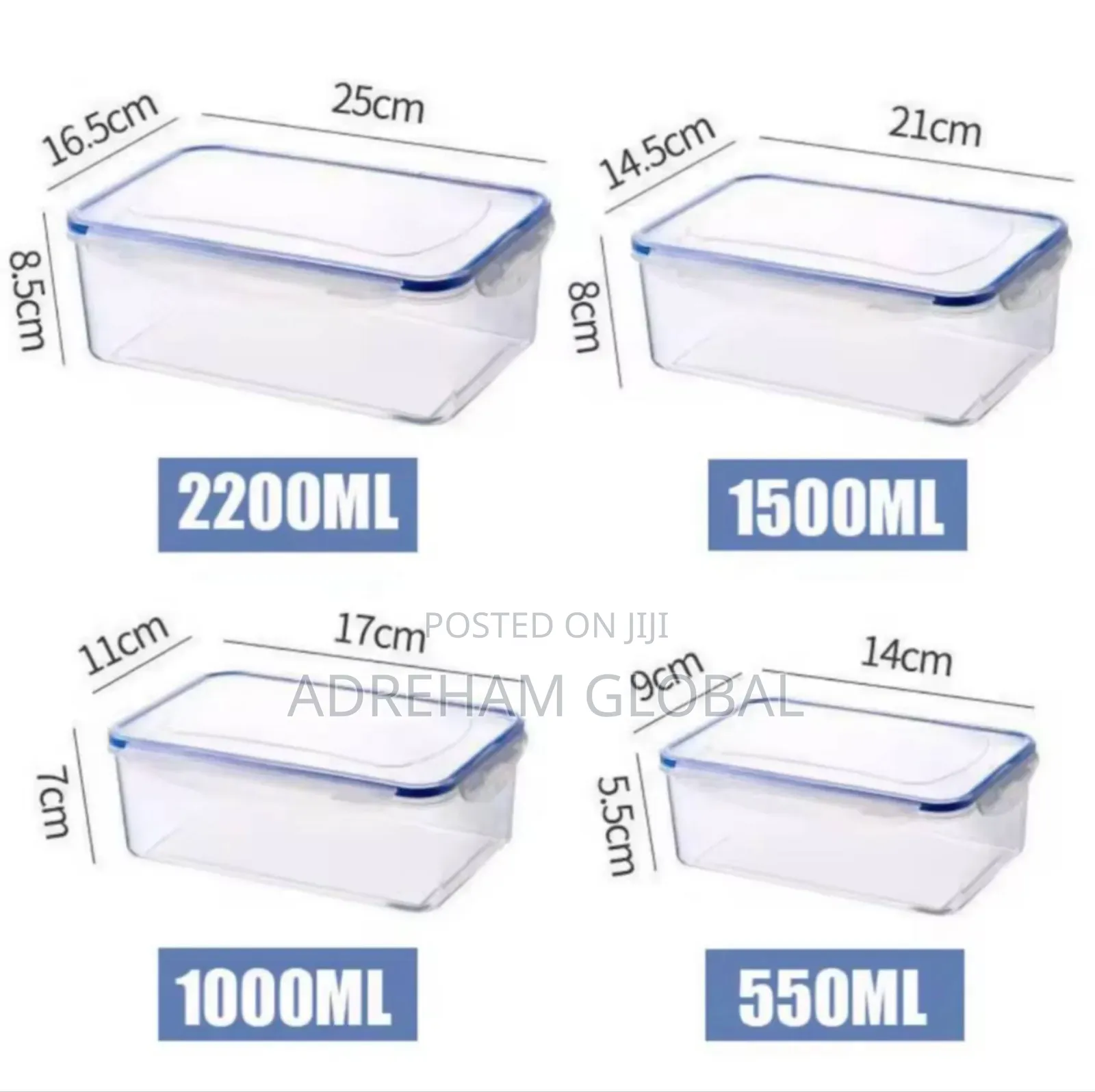 4pcs Refrigerator Storage Box Food Containers Plastic Fresh With Lid