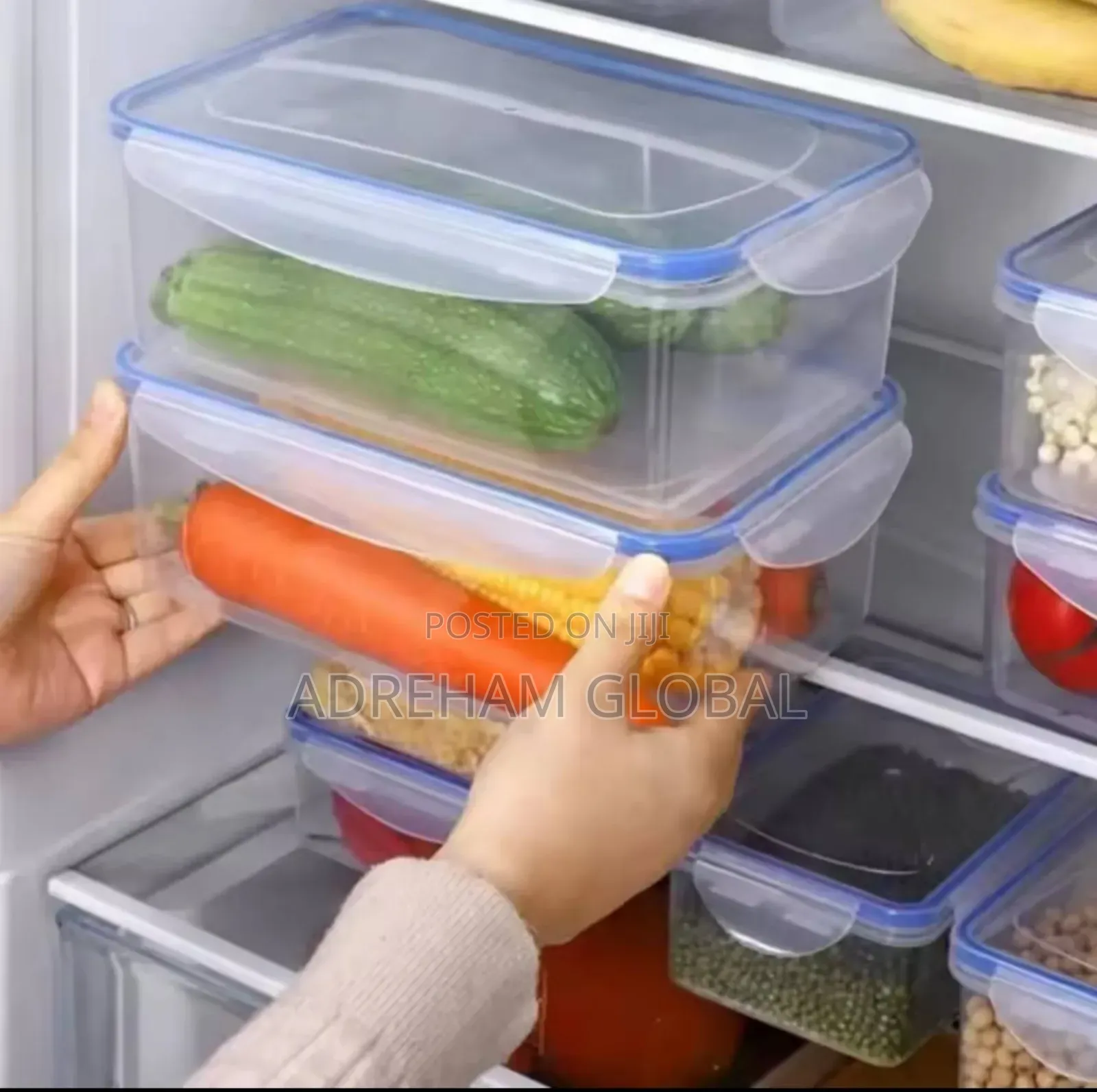 4pcs Refrigerator Storage Box Food Containers Plastic Fresh With Lid