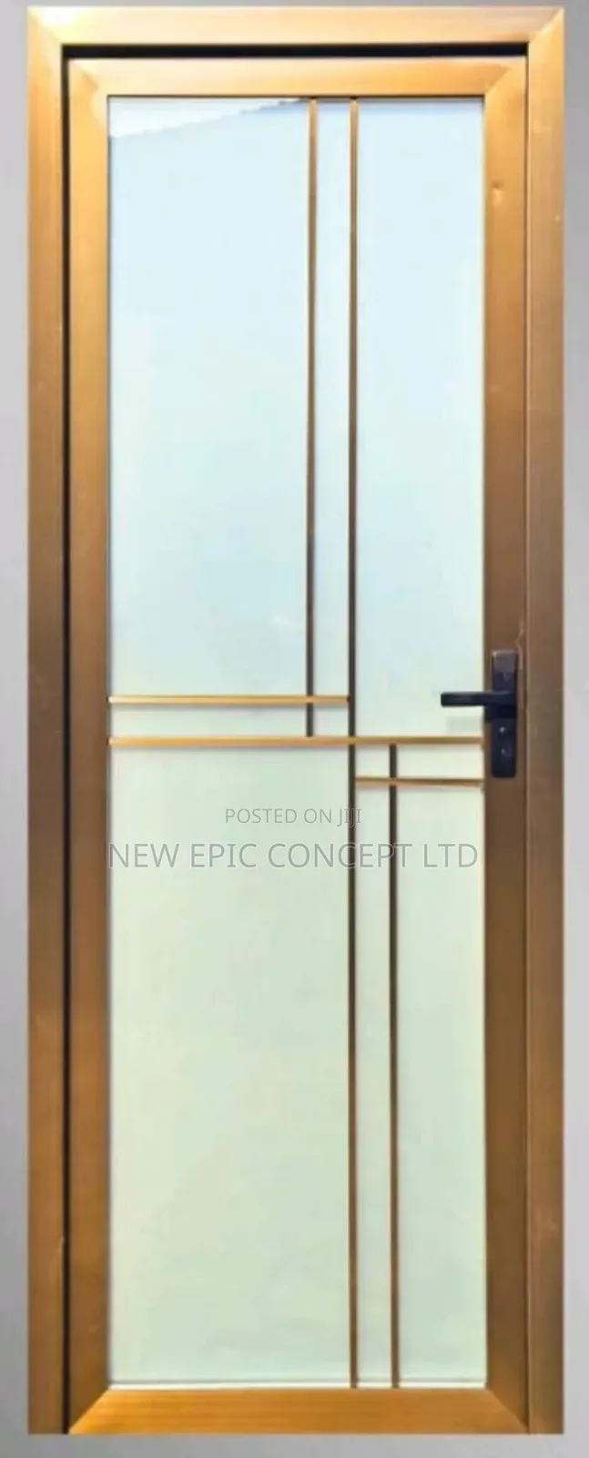 Gold Frame Aluminum Water Resistant Toilet And Bathroom Doors