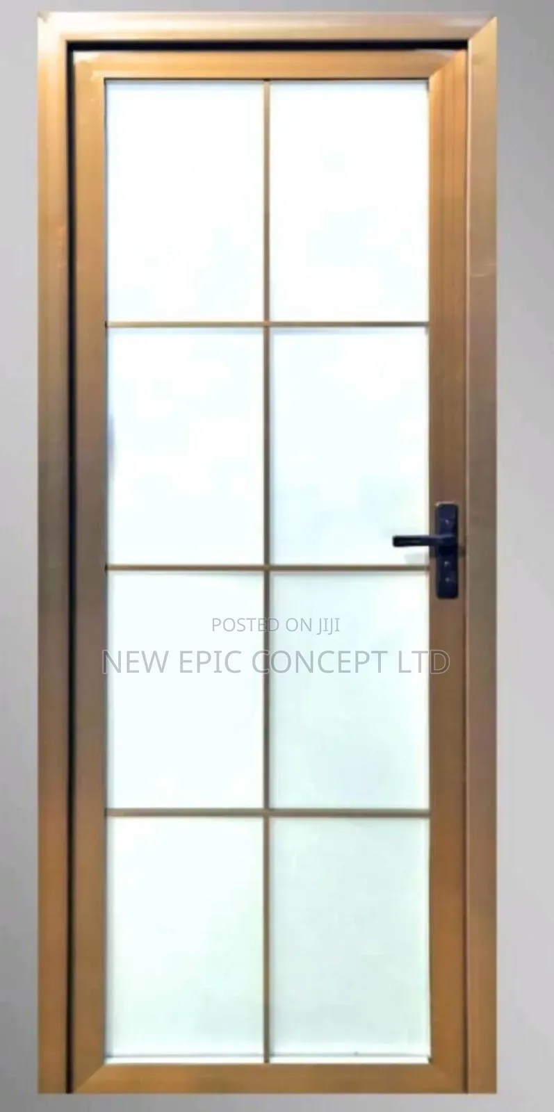 Gold Frame Aluminum Water Resistant Toilet And Bathroom Doors