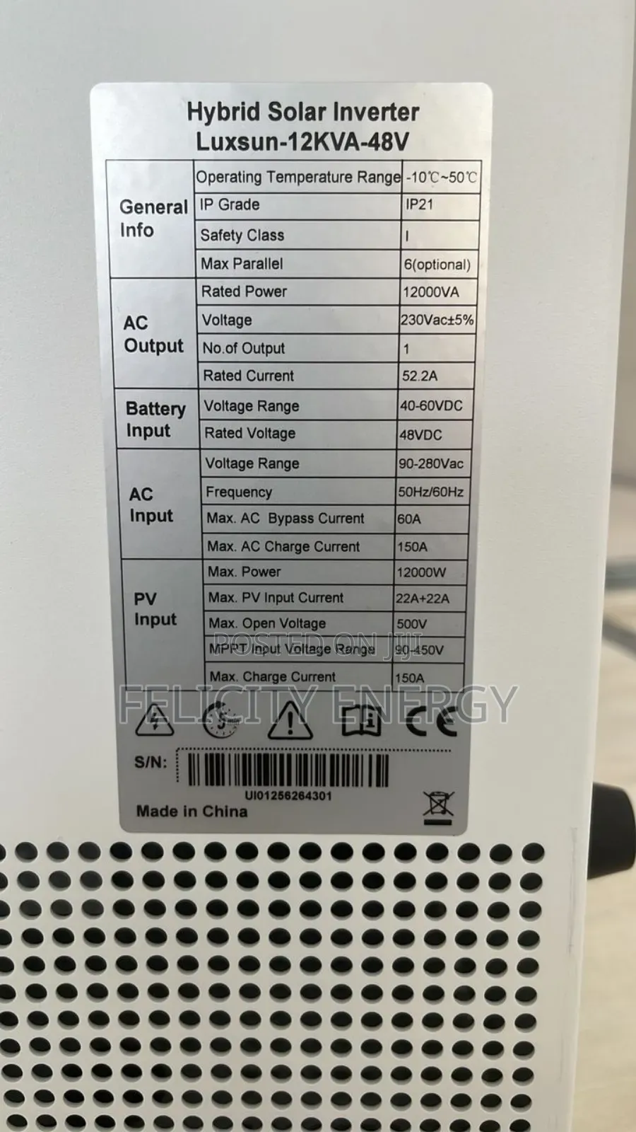 Luxsun Hybrid Inverter 12kva 48v