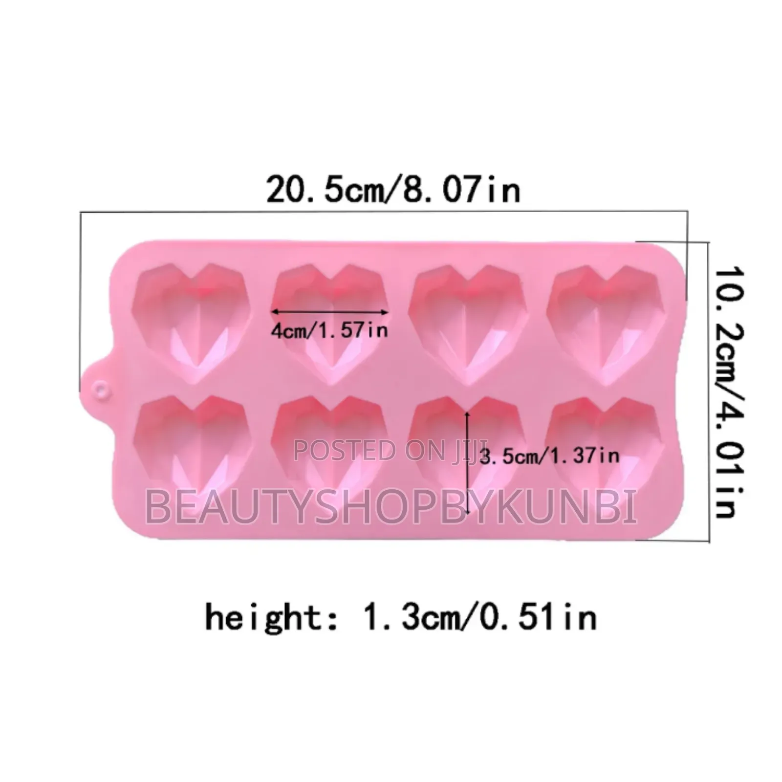 8 Cavity Diamond Heart Silicone Chocolate Mold