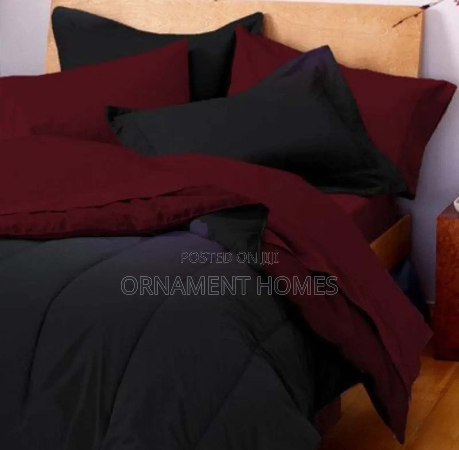 Plain Balck and Wine Bedsheet Pillowcases and Duvet