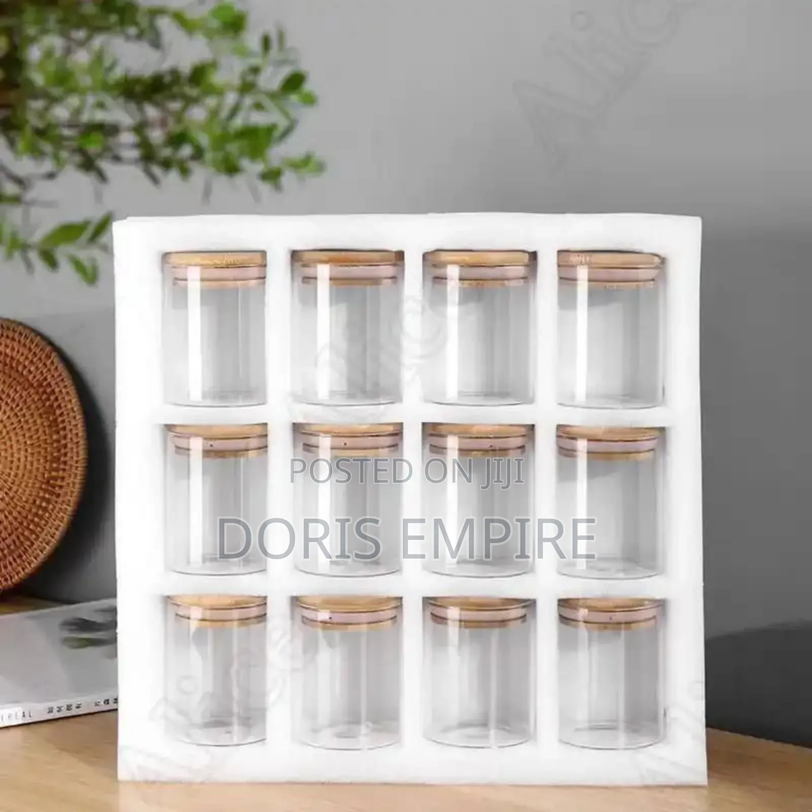 12pcs Glass Spice Jars With Bamboo Lid ,8oz Airtight Spice Containers
