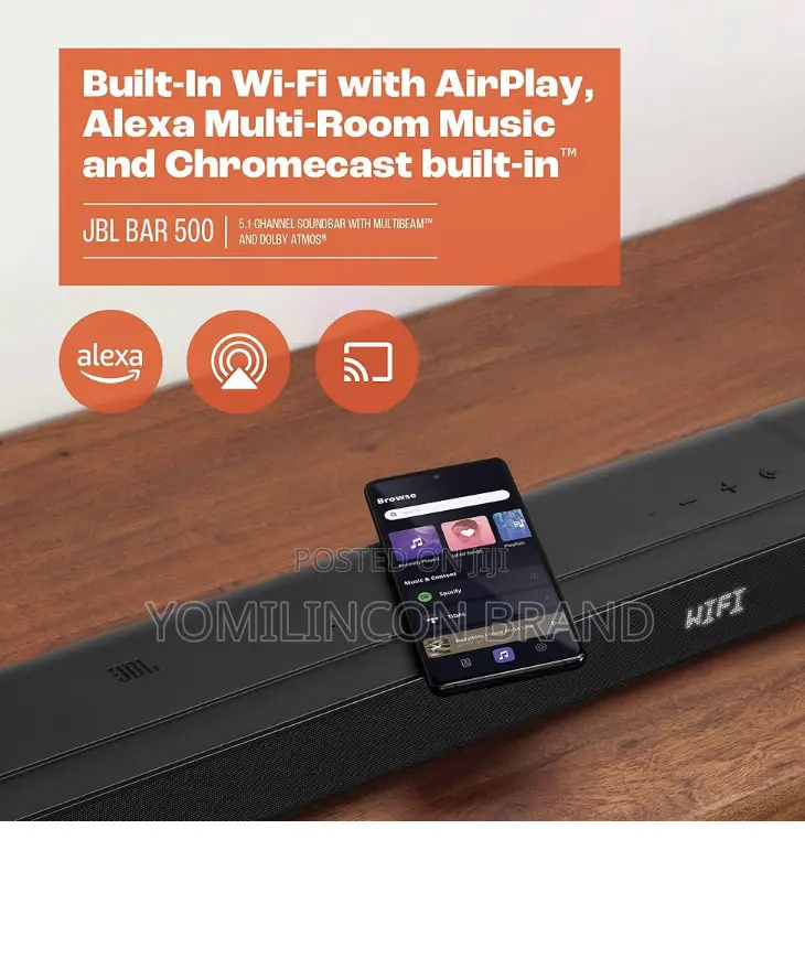 JBL Bar 500: 5.1-Channel Soundbar With Multibeamtm and Dolby Atmos.