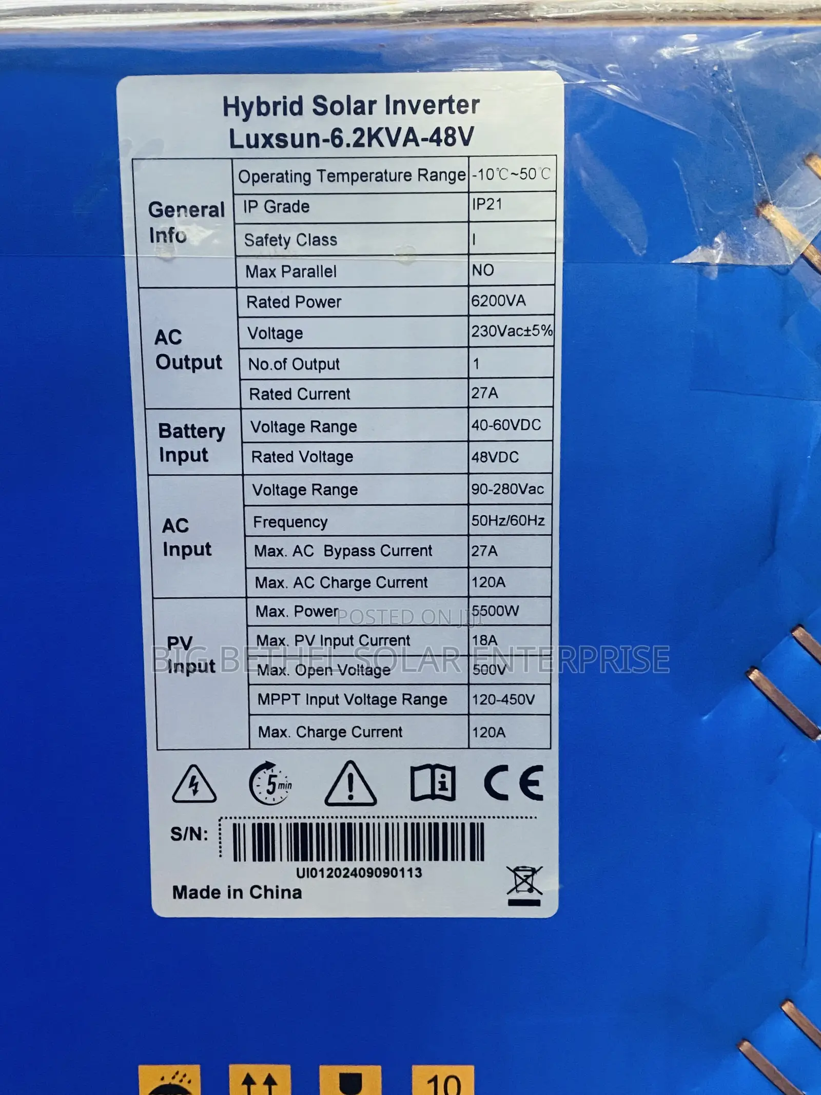6.2kva 24v Luxsun Hybrid and Off-Grid Solar Power Inverter