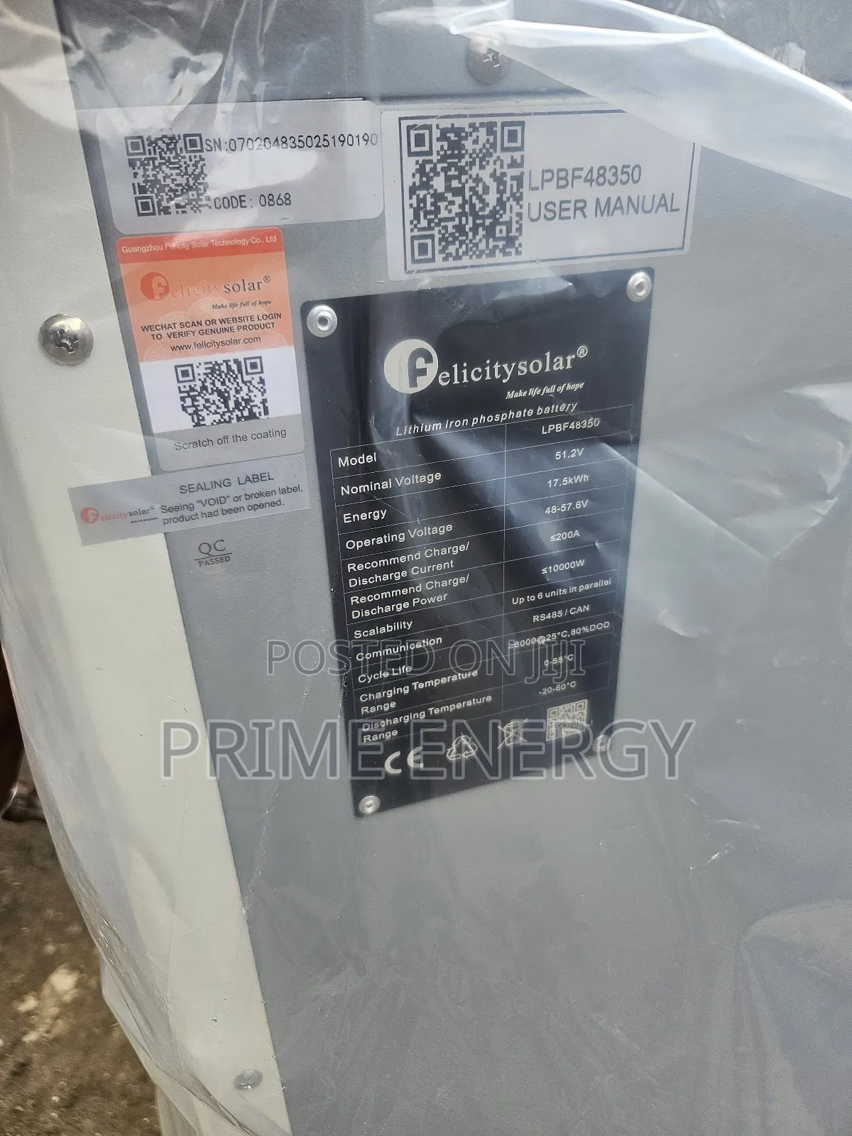 Felicity 17.5kwh Lithium Ion Phosphate Battery. 5years Warranty