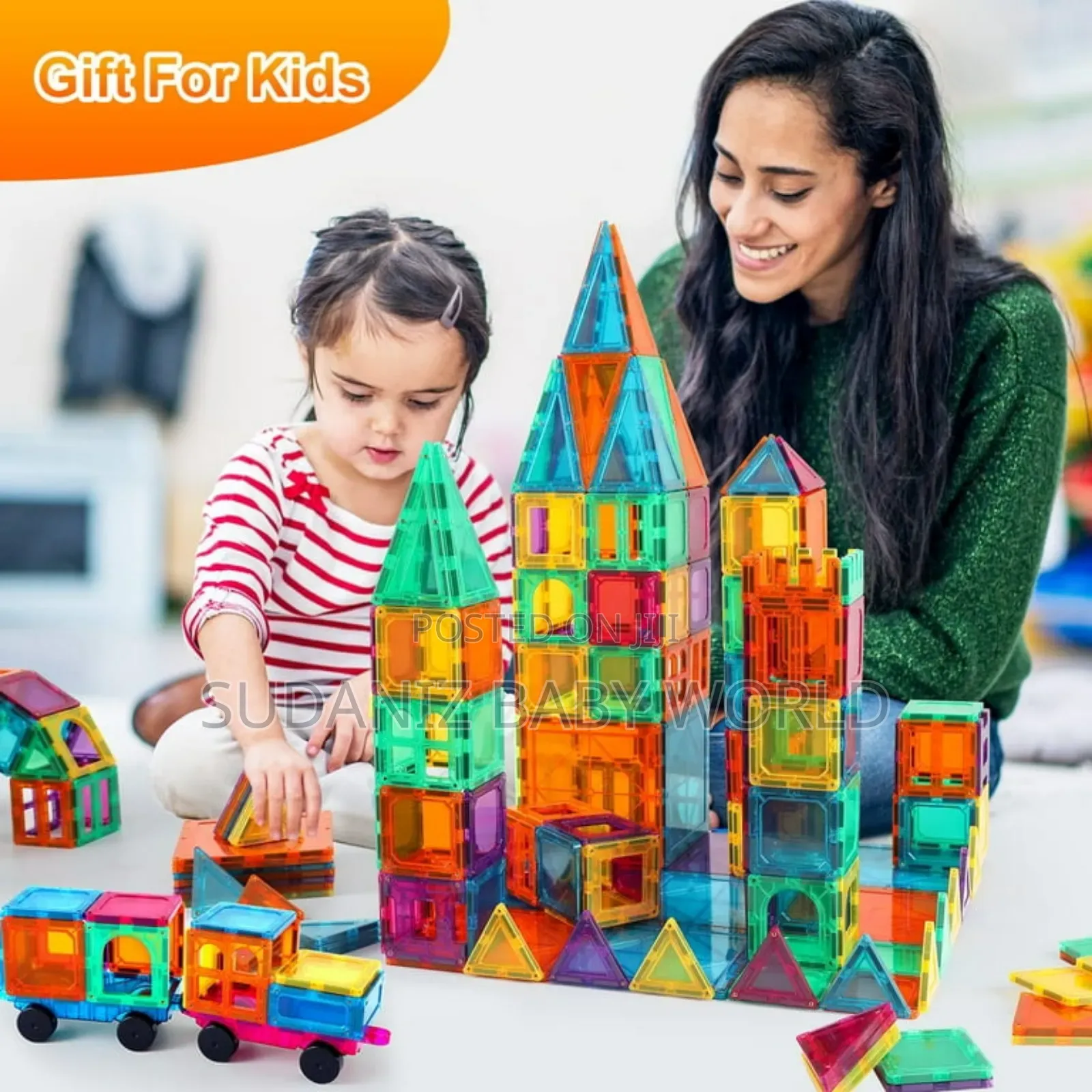 Steam Studio Magnetic Tiles 120pcs Set, Including 2 Cars