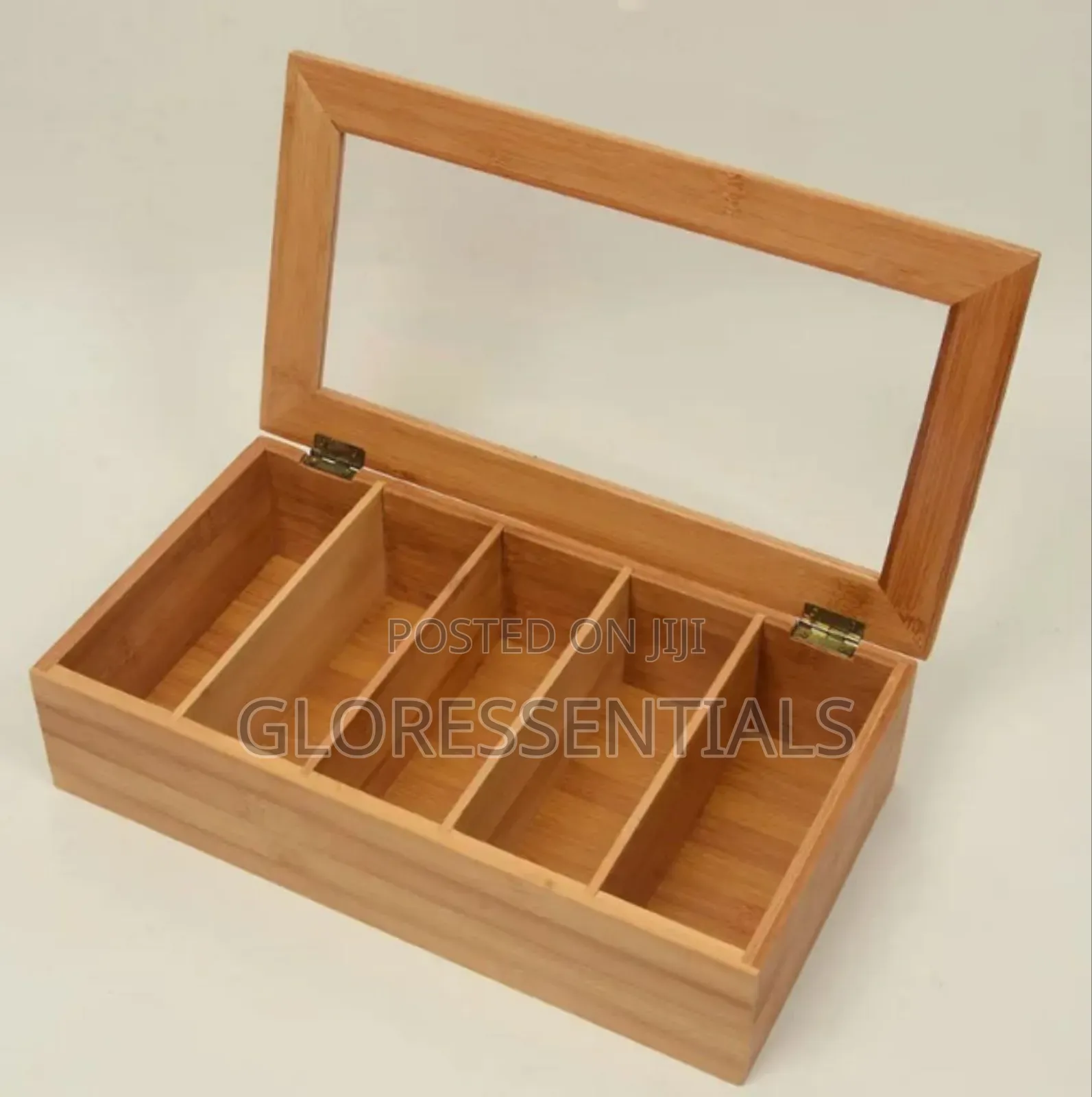 Multipurpose Wooden Teabag and Coffee Storage Box With Partition Lid