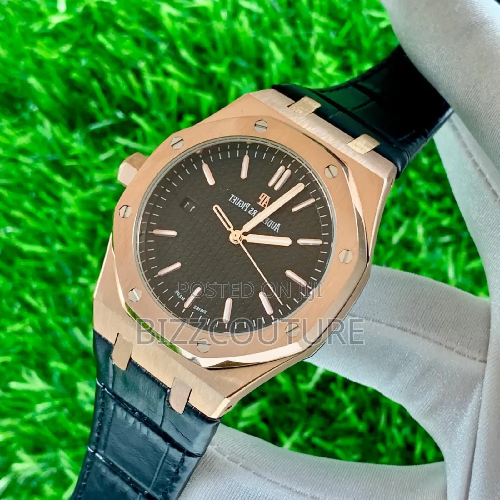 Original Audemars Piguet Black Genuine Leather Strap Calendar Watch