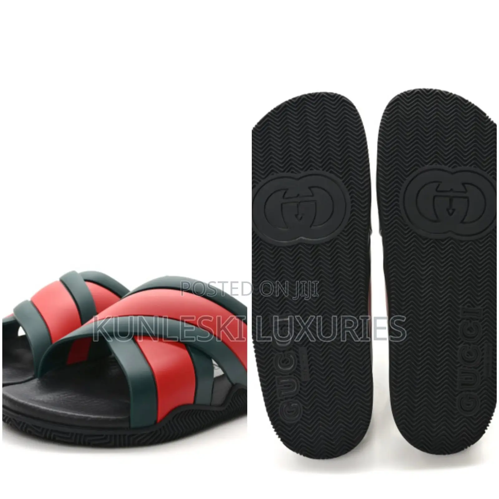 Original Gucci Rubber Web Men’S Criss Cross Slides
