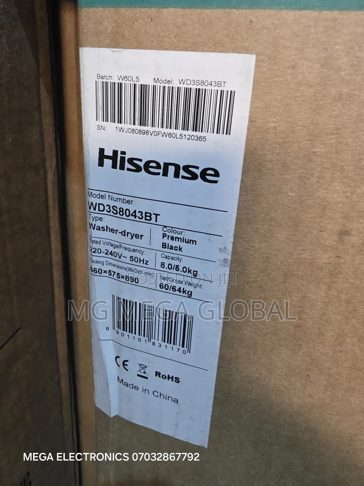 Hisense Washer Dryer 8/5.0kg Automatic