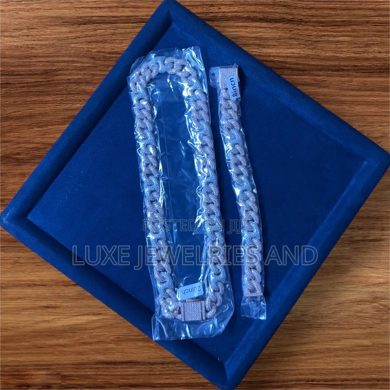 High Quality Non Tarnish Cz Diamond Cuban Necklace Set (Passes Tester)