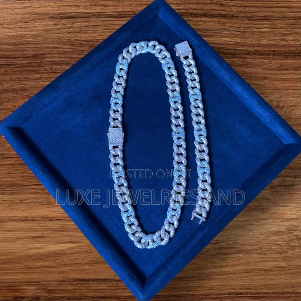 High Quality Non Tarnish Cz Diamond Cuban Necklace Set (Passes Tester)