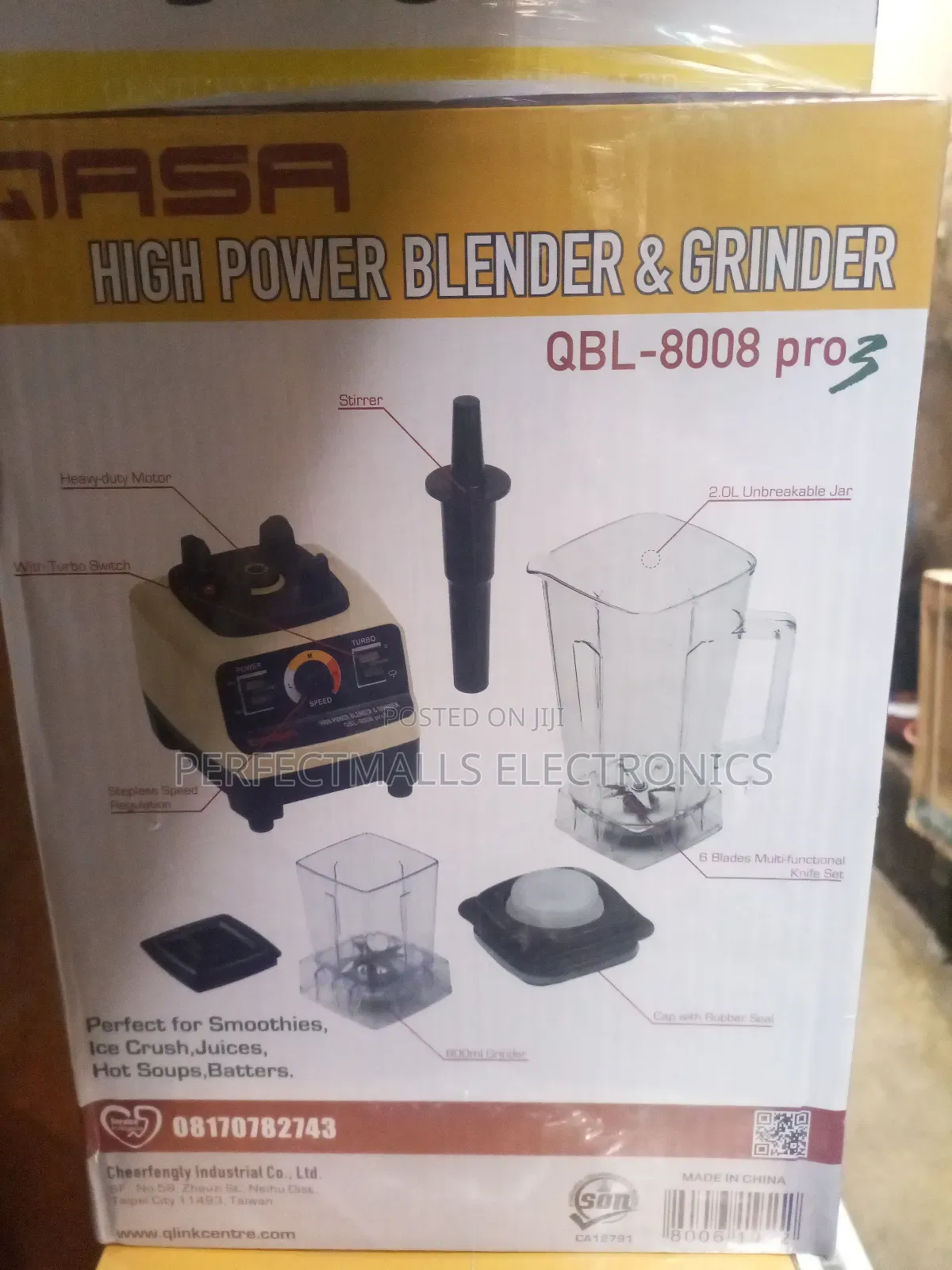 Qasa High Power Blender Grinder QBL-8008 Pro 3