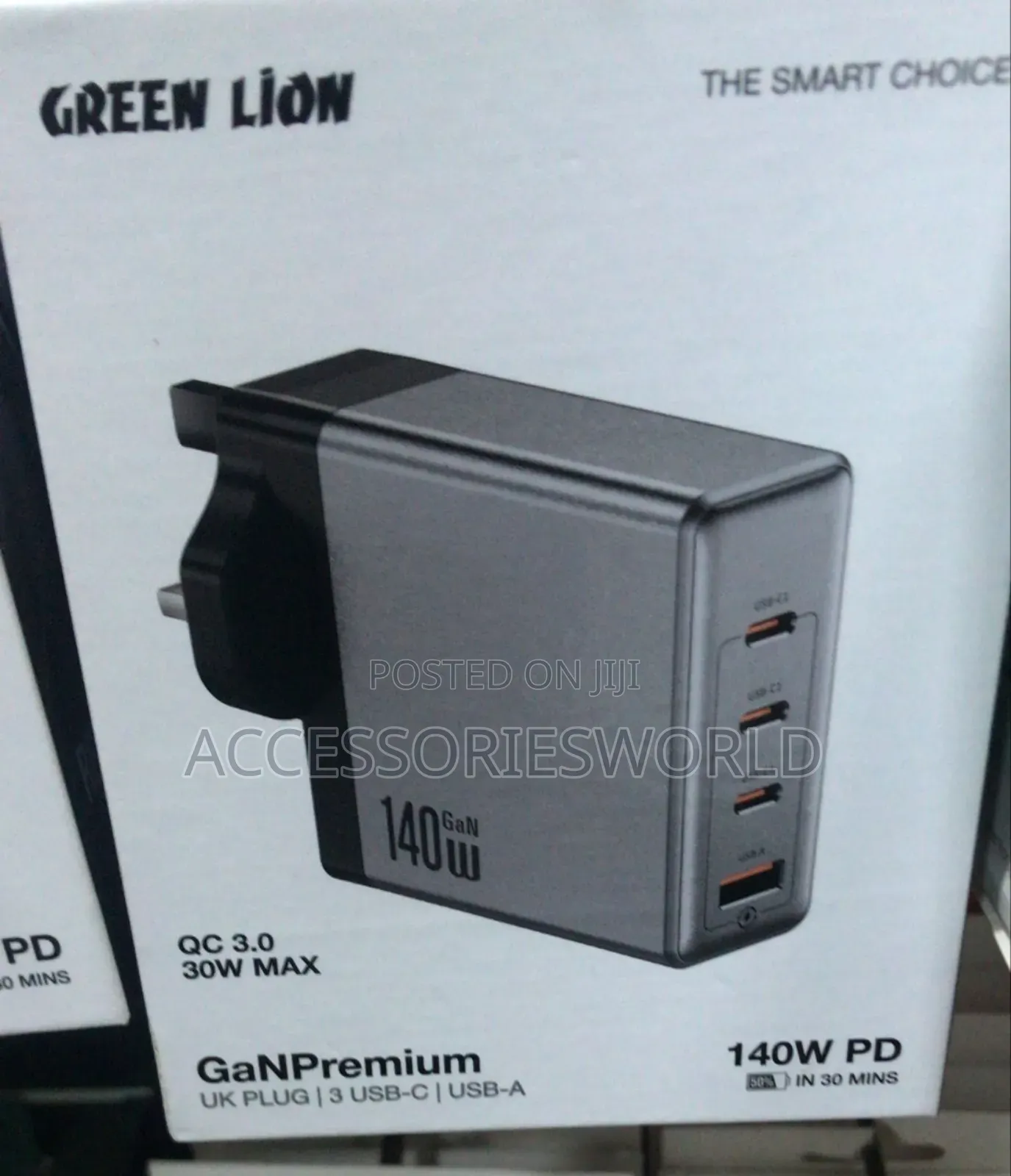 Green Lion 140w Gan Premium Pd Uk Plug Wall Charger