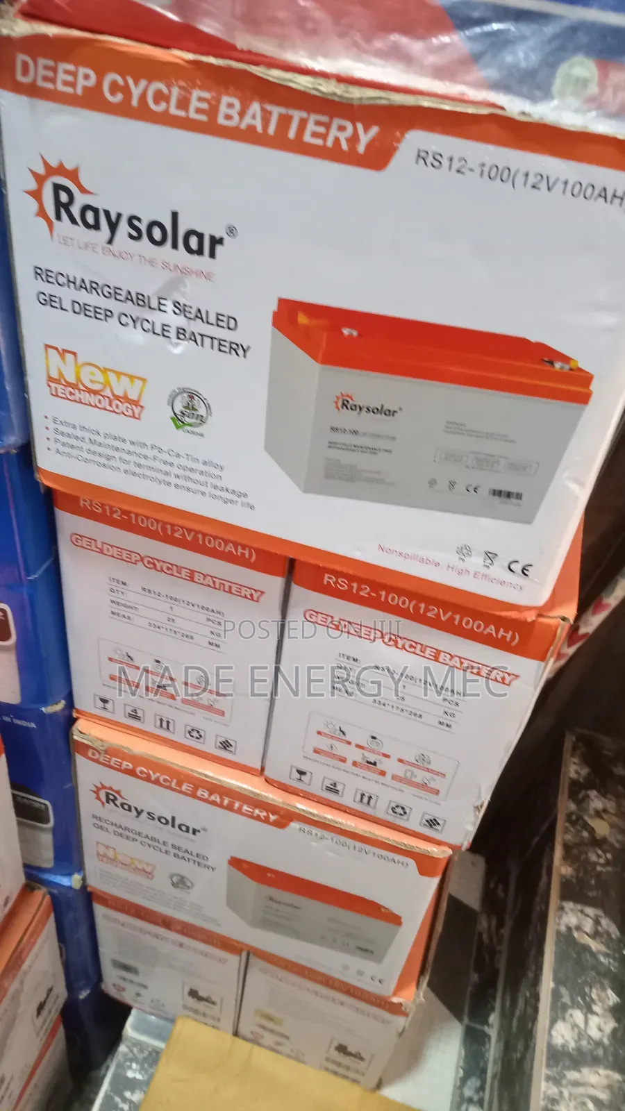 Raysolar Gel Battery 100ah 12v