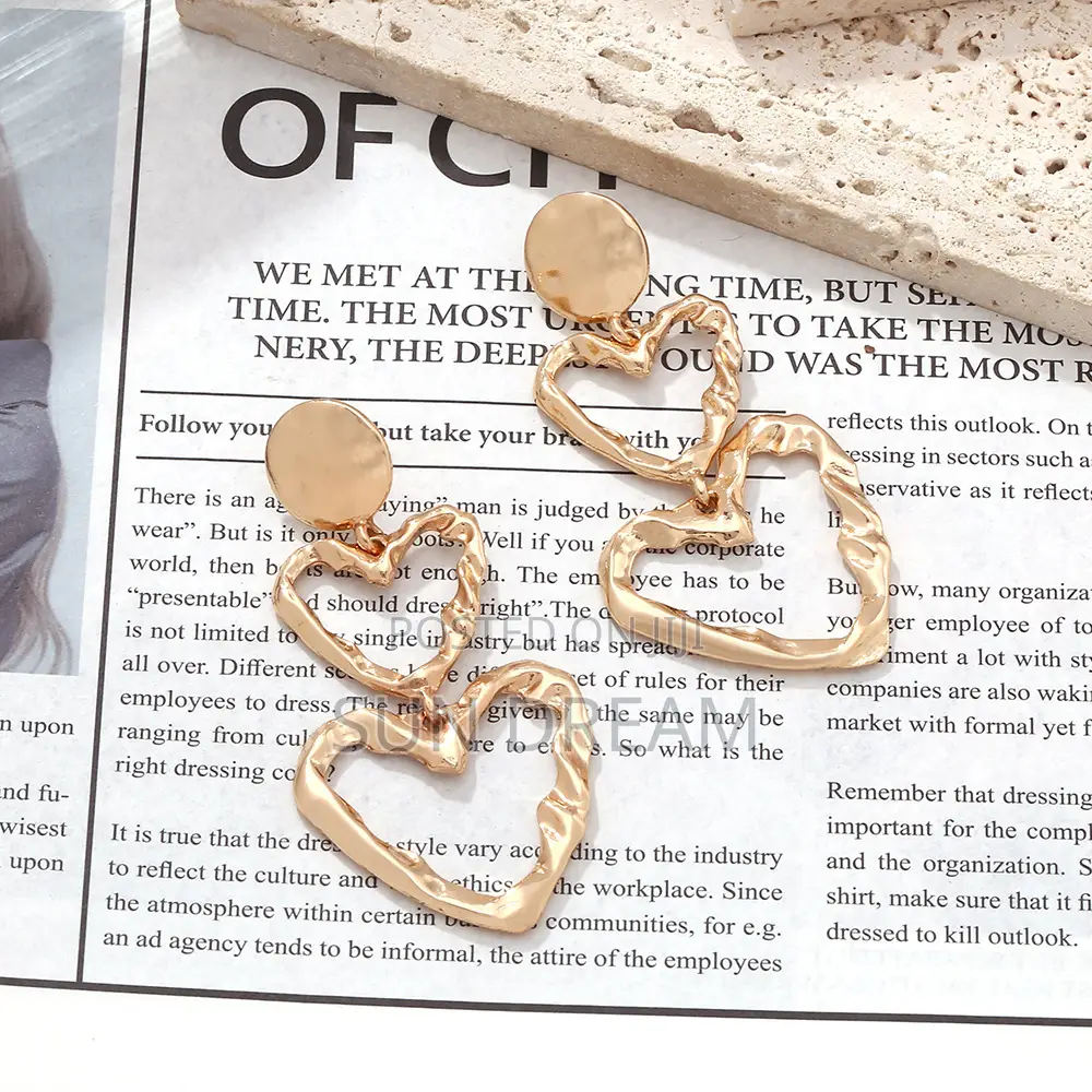 Women Golden Earrings Lady Earrings Girl Gift Silver Heart Jewelry