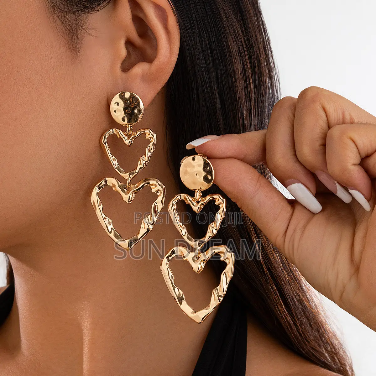 Women Golden Earrings Lady Earrings Girl Gift Silver Heart Jewelry
