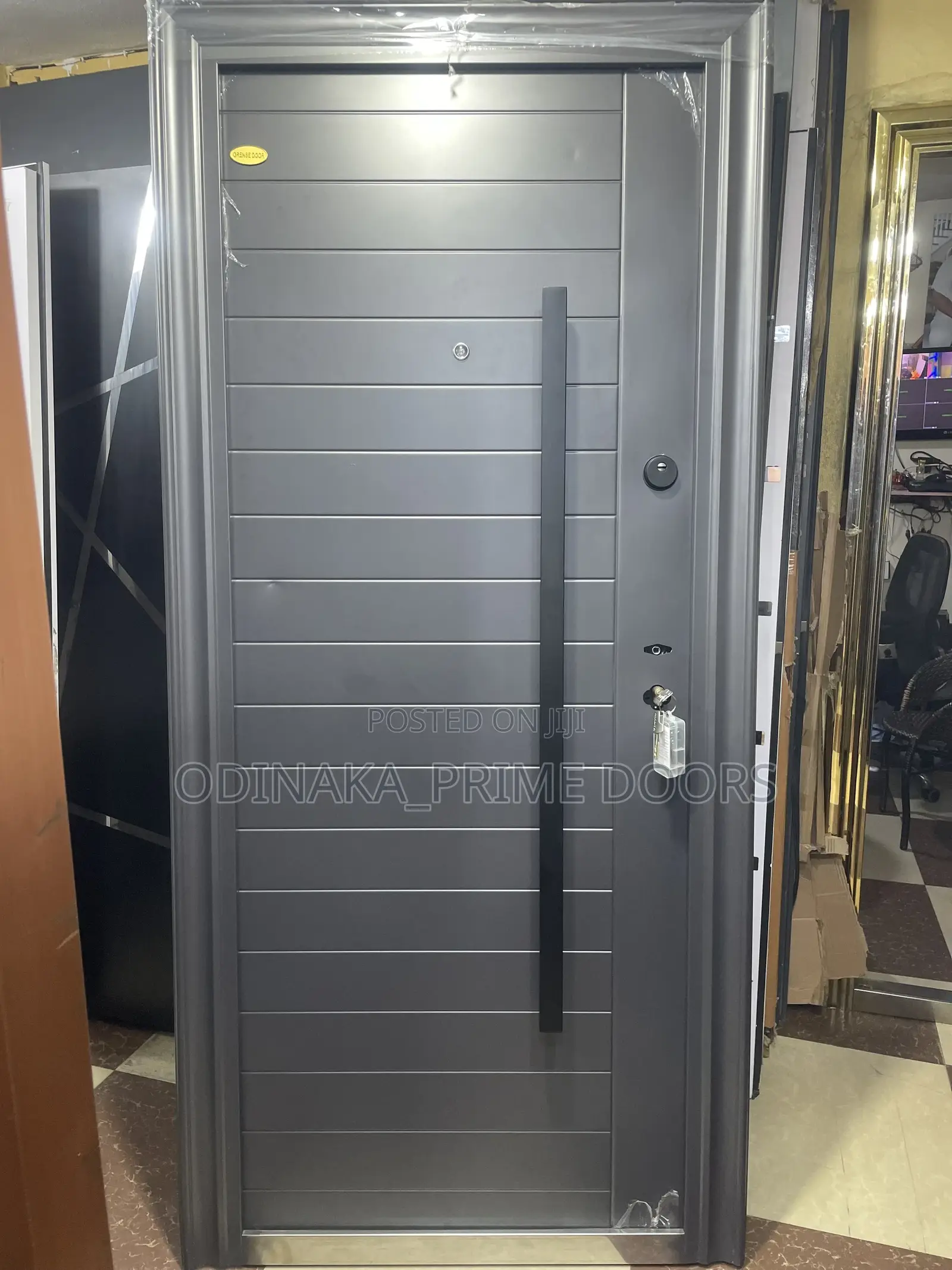 8ft By 3ft German Special Steel Door Grey (Vertical Line Design)