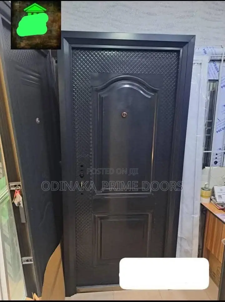 7ft by 3ft German Steel Door Black (2 Panel Design)