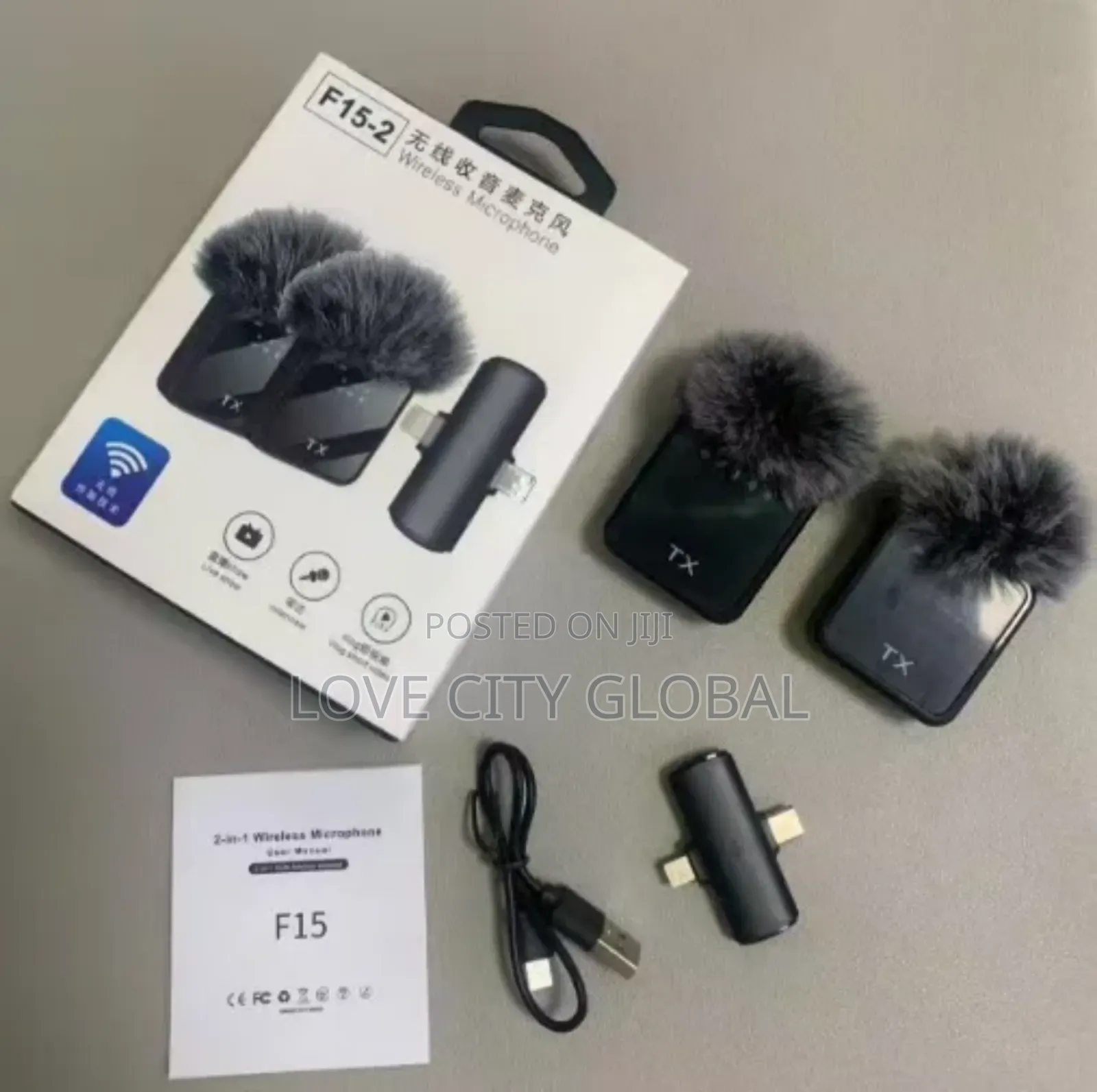 F15-2 Dual Noise Cancelling Wireless Microphone 2in1 Anc Lavalier Mic