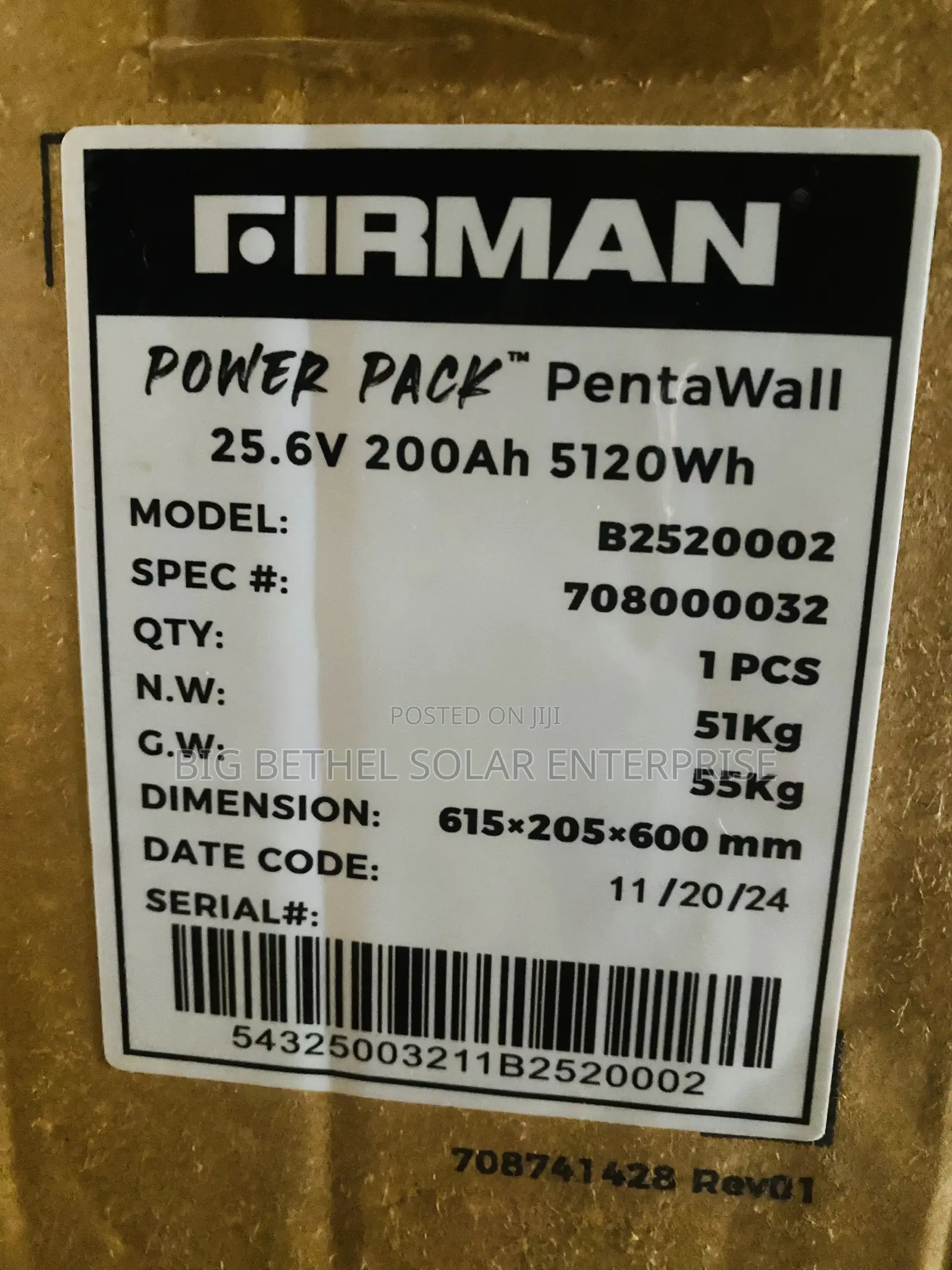 Firman Lithium Ion Battery 5kwh /24v