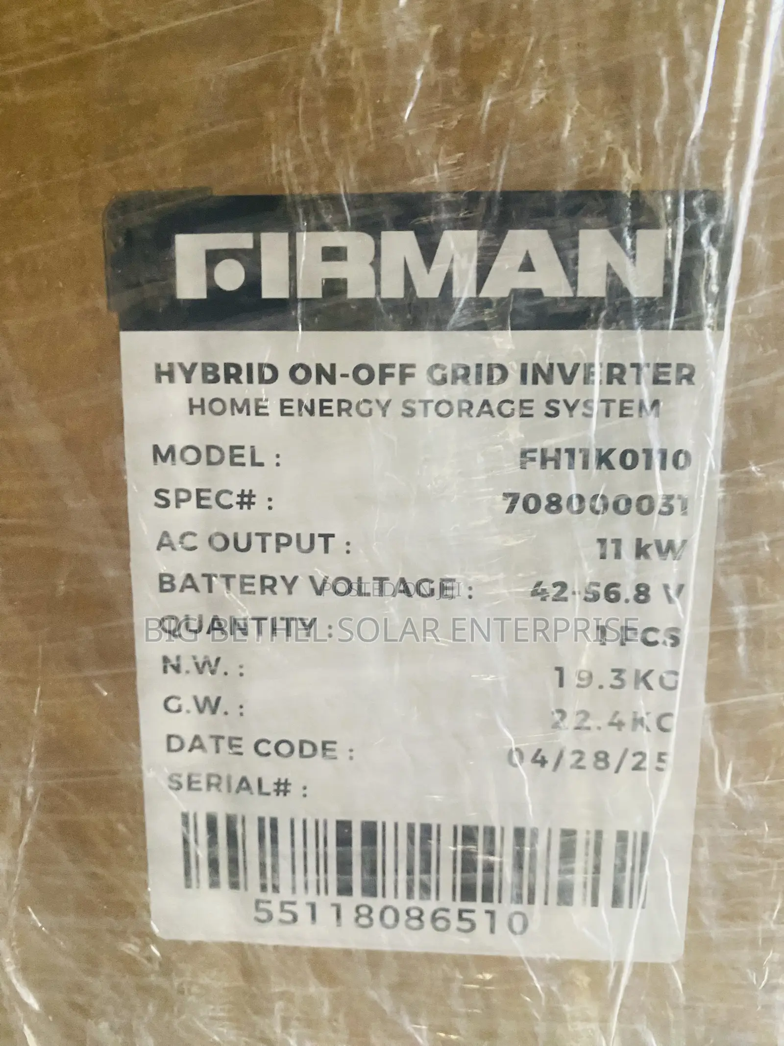 Firman Hybrid Inverter 11kva