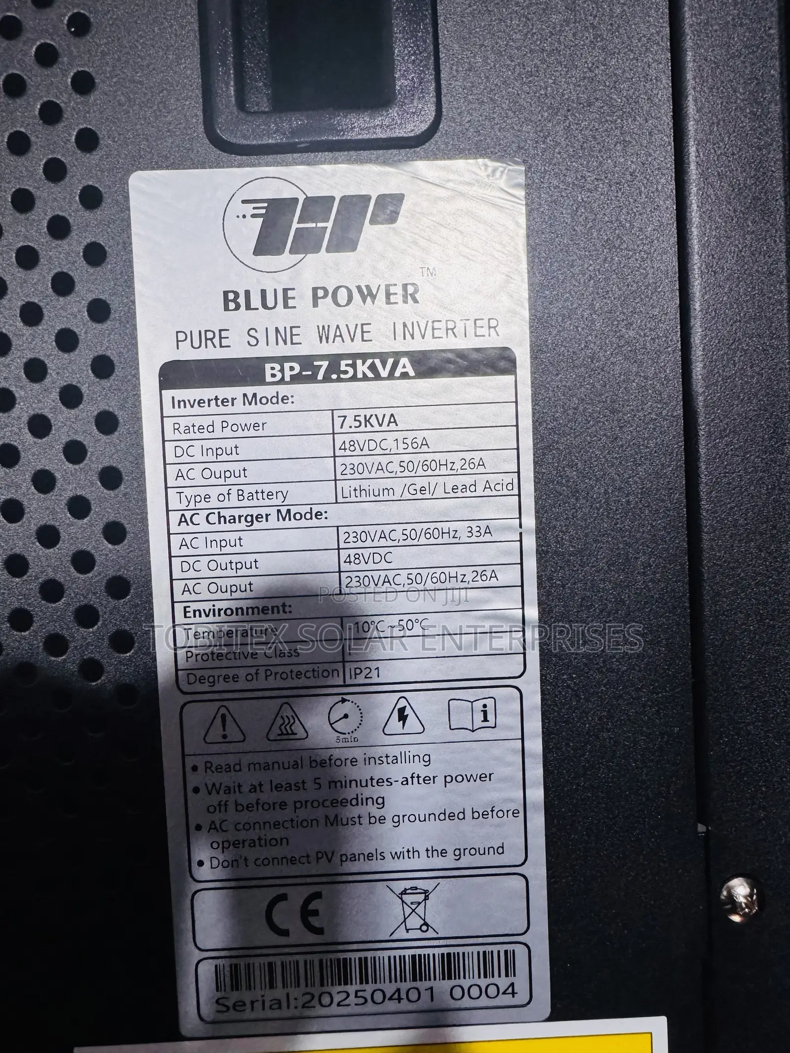 Blue Power Solar Inverter 7.5kva