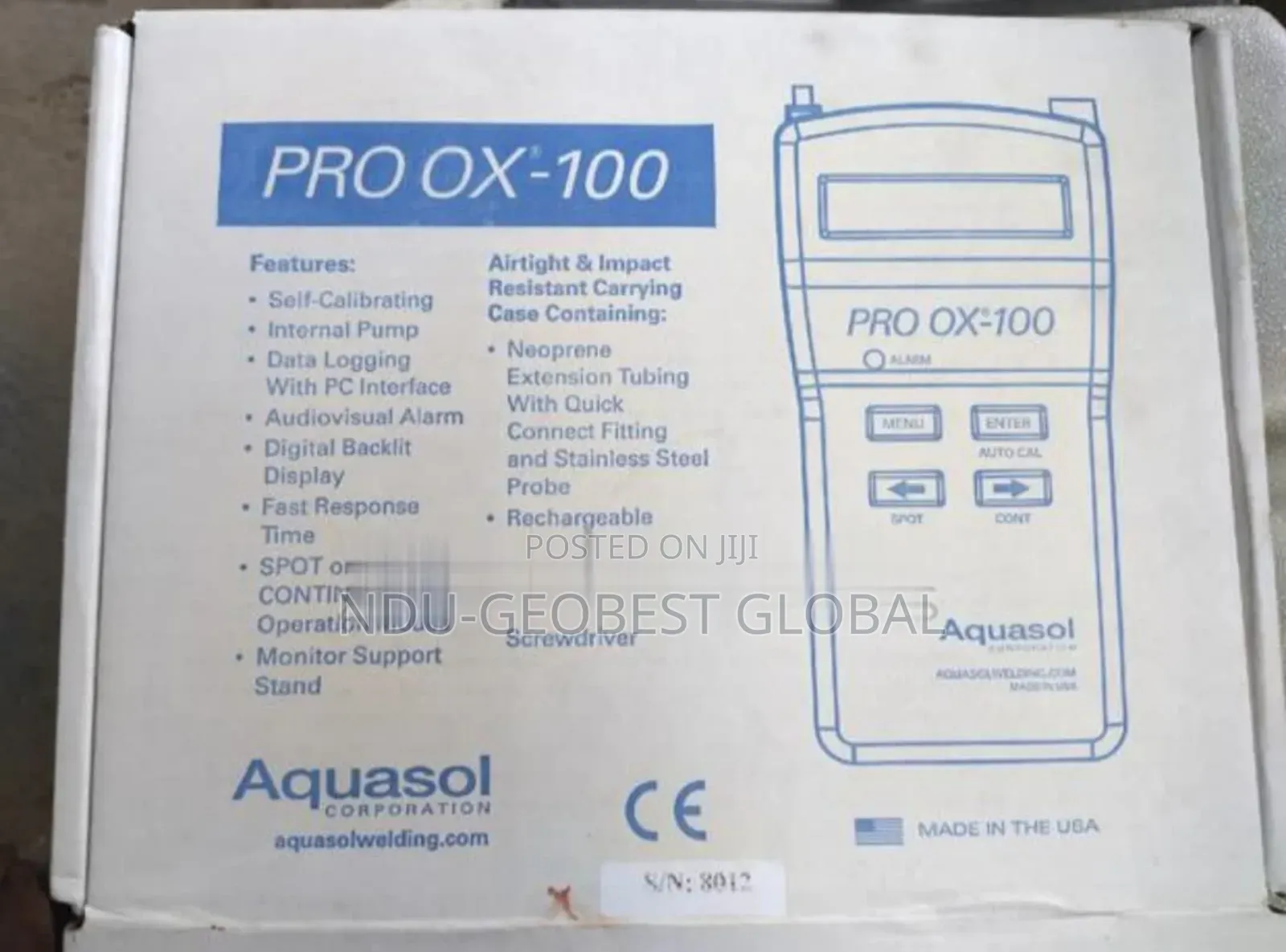 Aquasol Pro Ox-100 Programmable Digital Oxygen Monitor