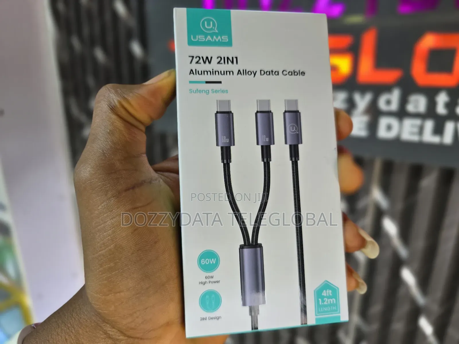 Usams 72w 2 in 1 Aluminum Alloy Data Cable Sj740 Model