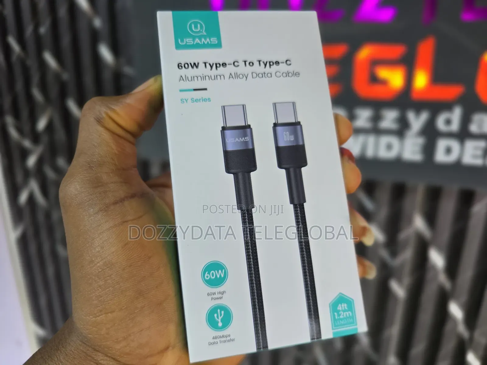 Usams Type C to Type C 60w Aluminum Alloy Data Cable Sy Series