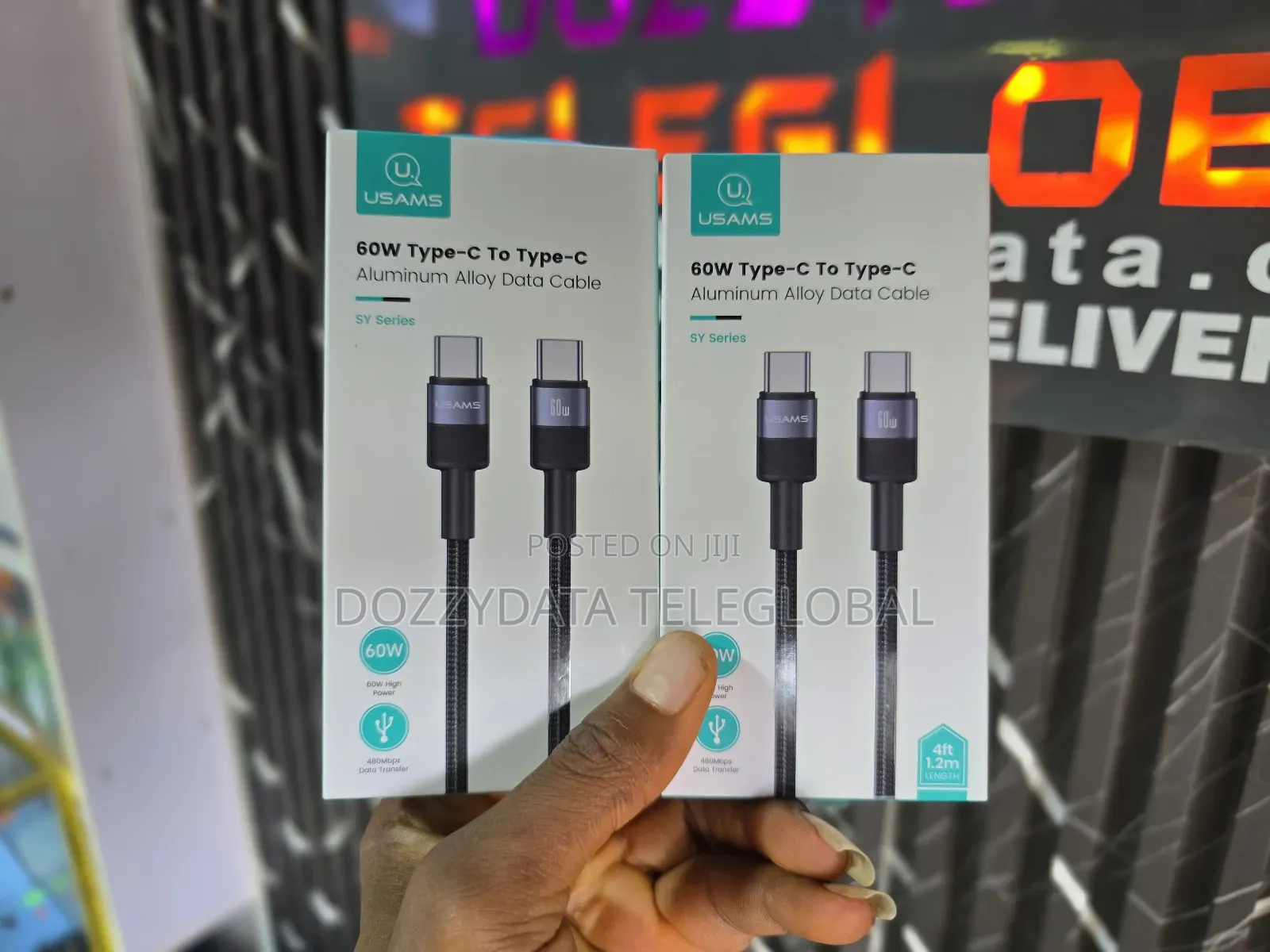 Usams Type C to Type C 60w Aluminum Alloy Data Cable Sy Series