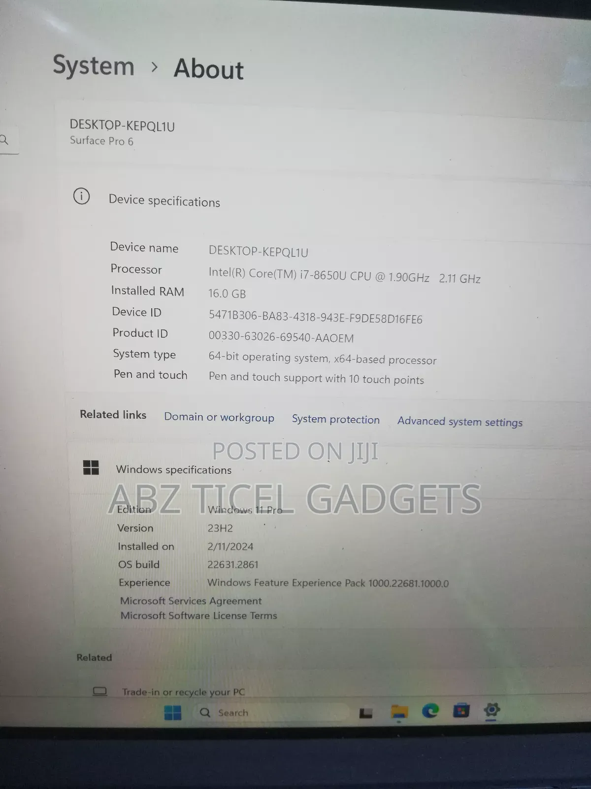 Laptop Microsoft Surface Pro 6 16GB Intel Core I7 SSD 1T