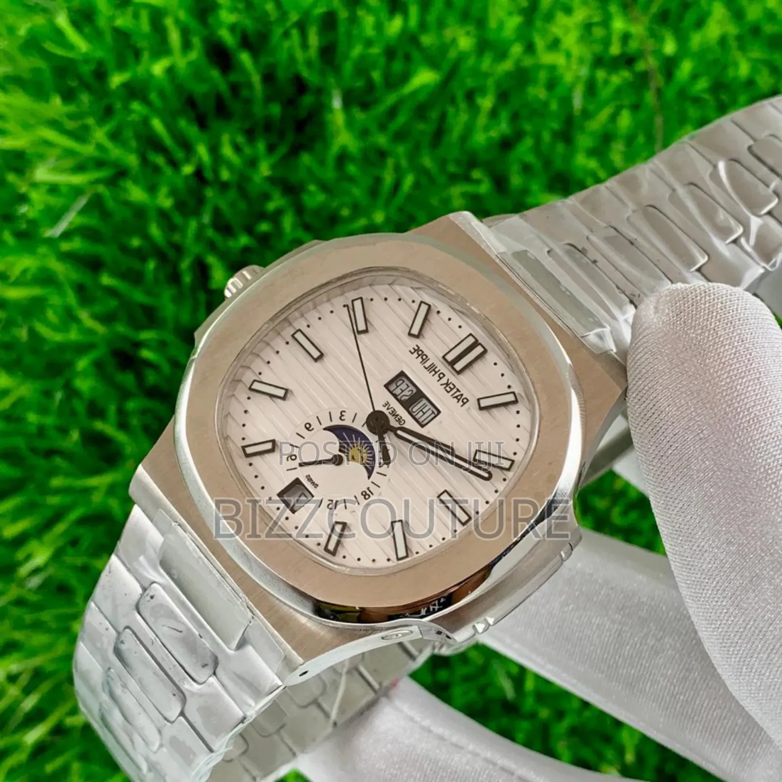Original Patek Philippe Silver Stainless Steel, Calendar Watch