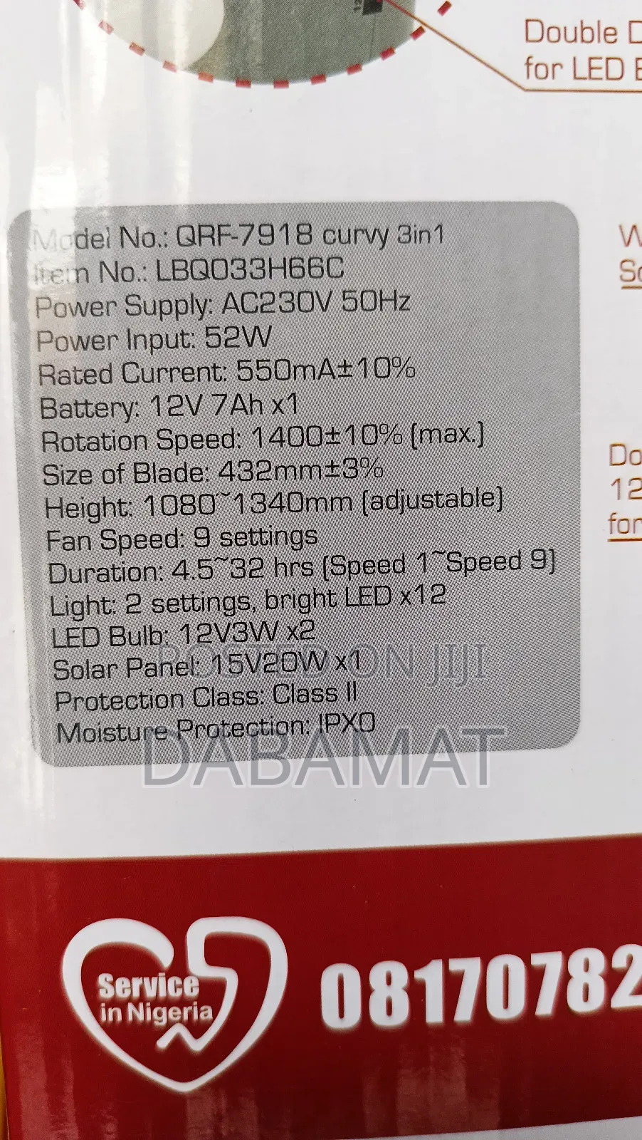 Qasa 18 Inches Rechargeable Fan With Solar Panel and Bulbs