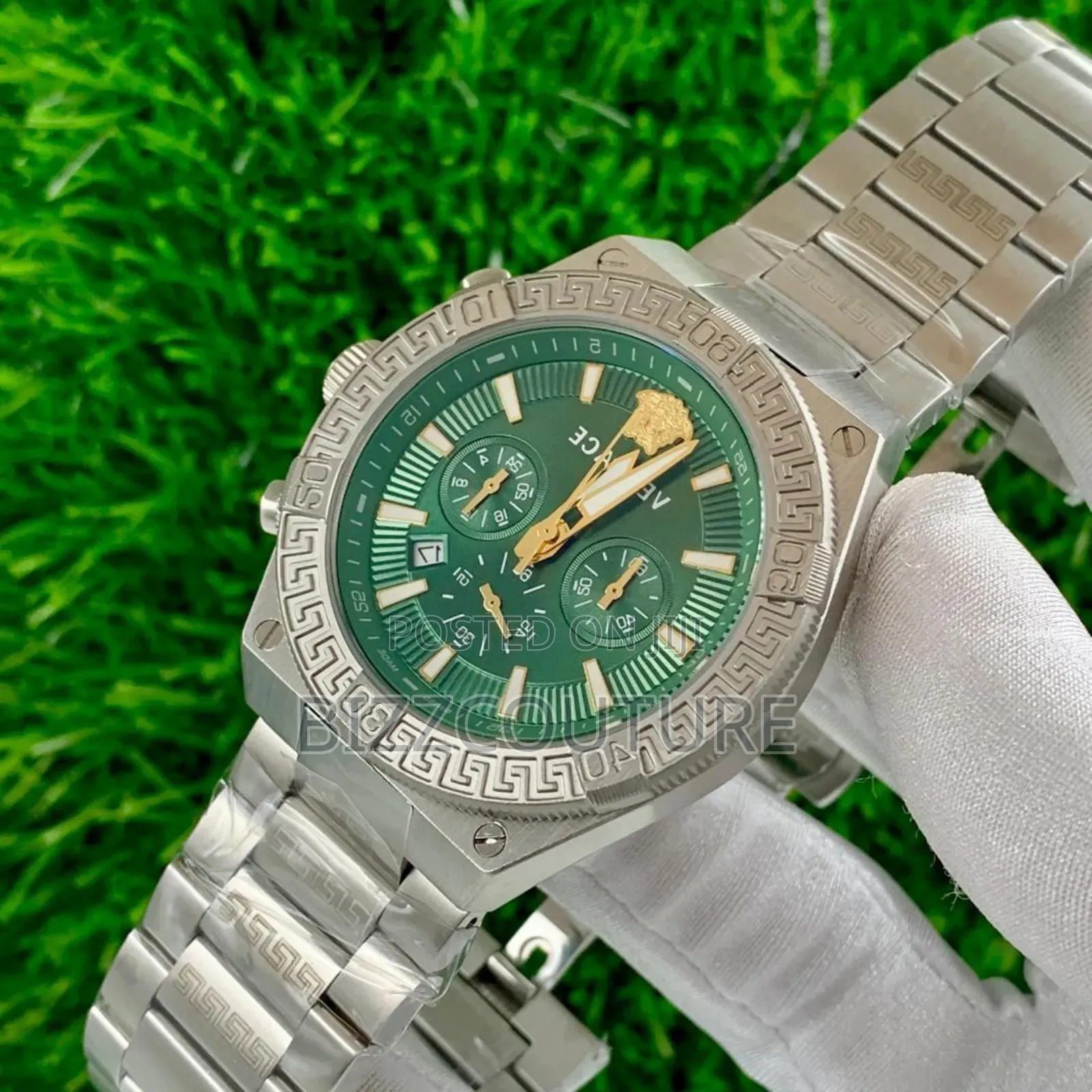 Original Versace Silver Stainless Steel, Chronograph Watch