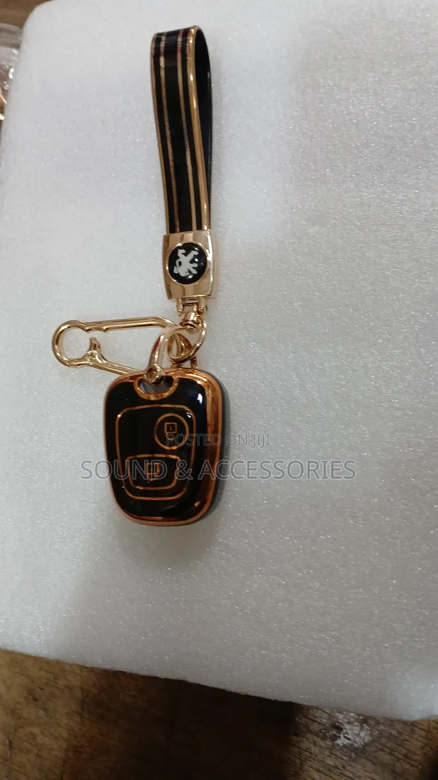 Peugeot 406 2 Buttons Black and Gold Rubber Tpu Keycover