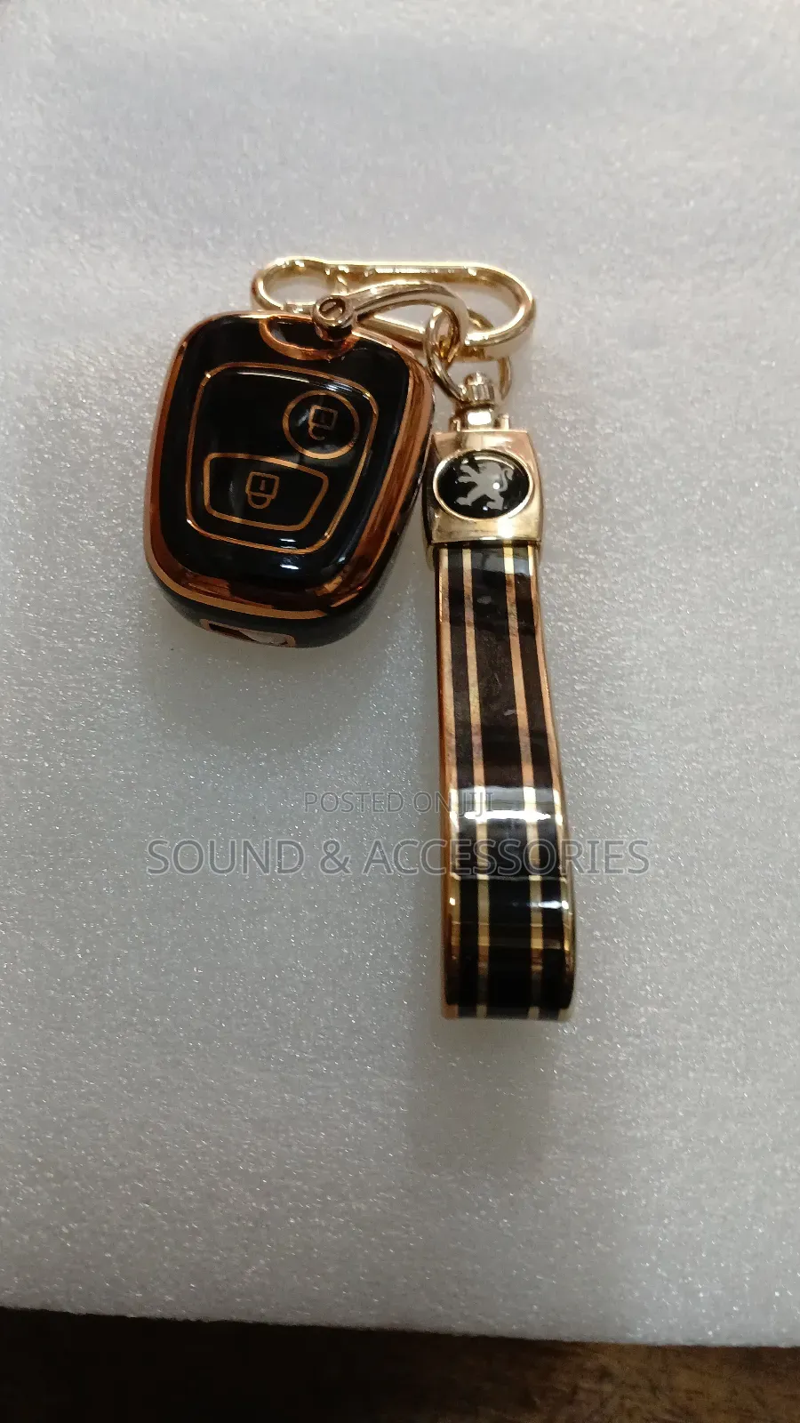 Peugeot 406 2 Buttons Black and Gold Rubber Tpu Keycover