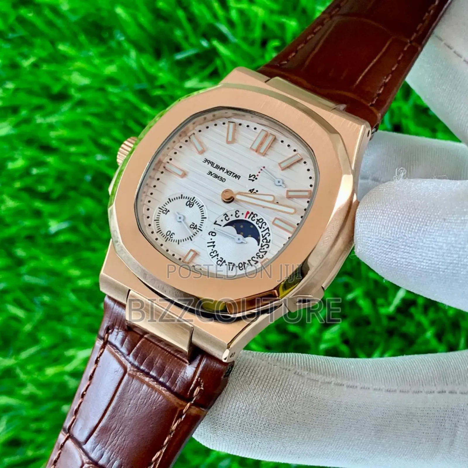 Original Patek Philippe Brown Genuine Leather Strap Chronograph Watch