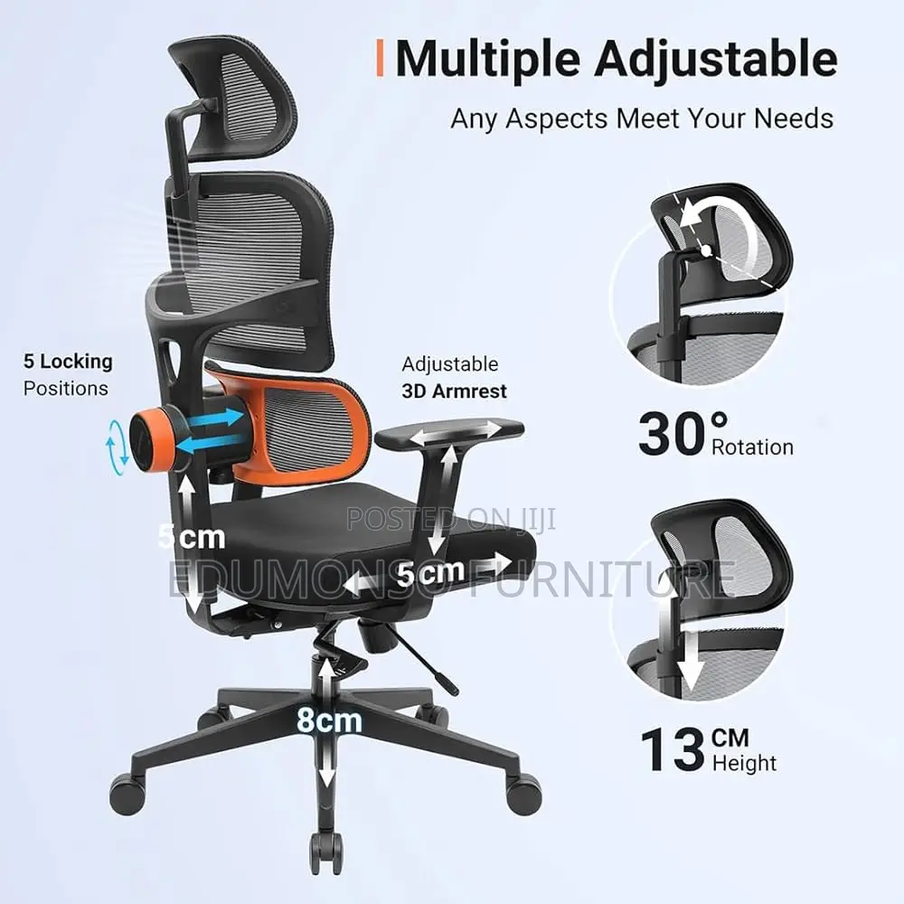 Ergonomic Home Desk Office Chair With Adaptive Lumbar Support.