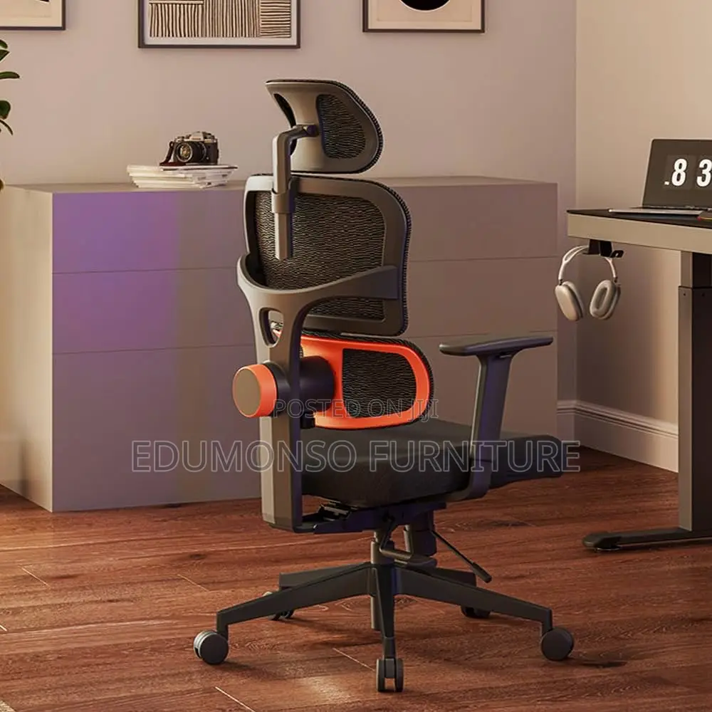Ergonomic Home Desk Office Chair With Adaptive Lumbar Support.