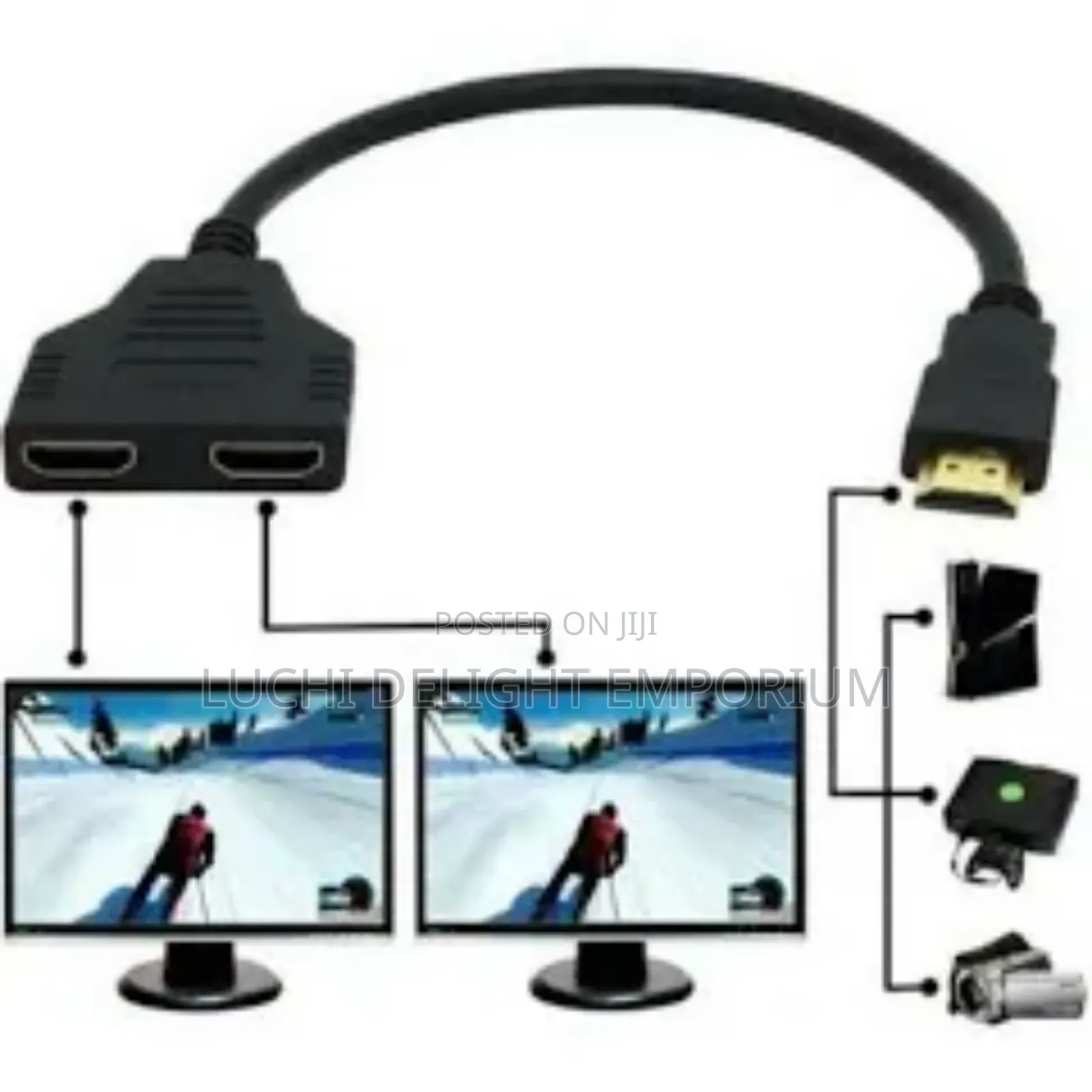 Hdmi Male To 2 Hdmi Female 1 In 2 Out Splitter Adapter Converter