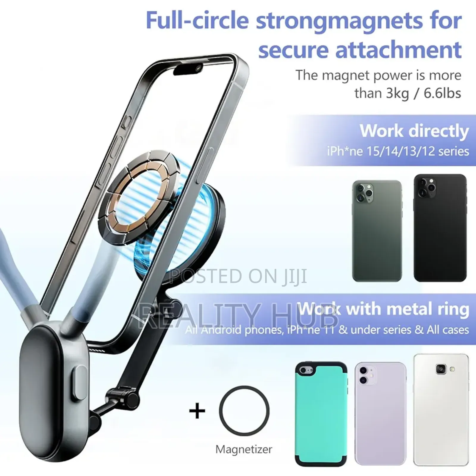 Magnetic Neck Phone Holder, Hand Free Pov/Vlog Mount, iPhone Chest