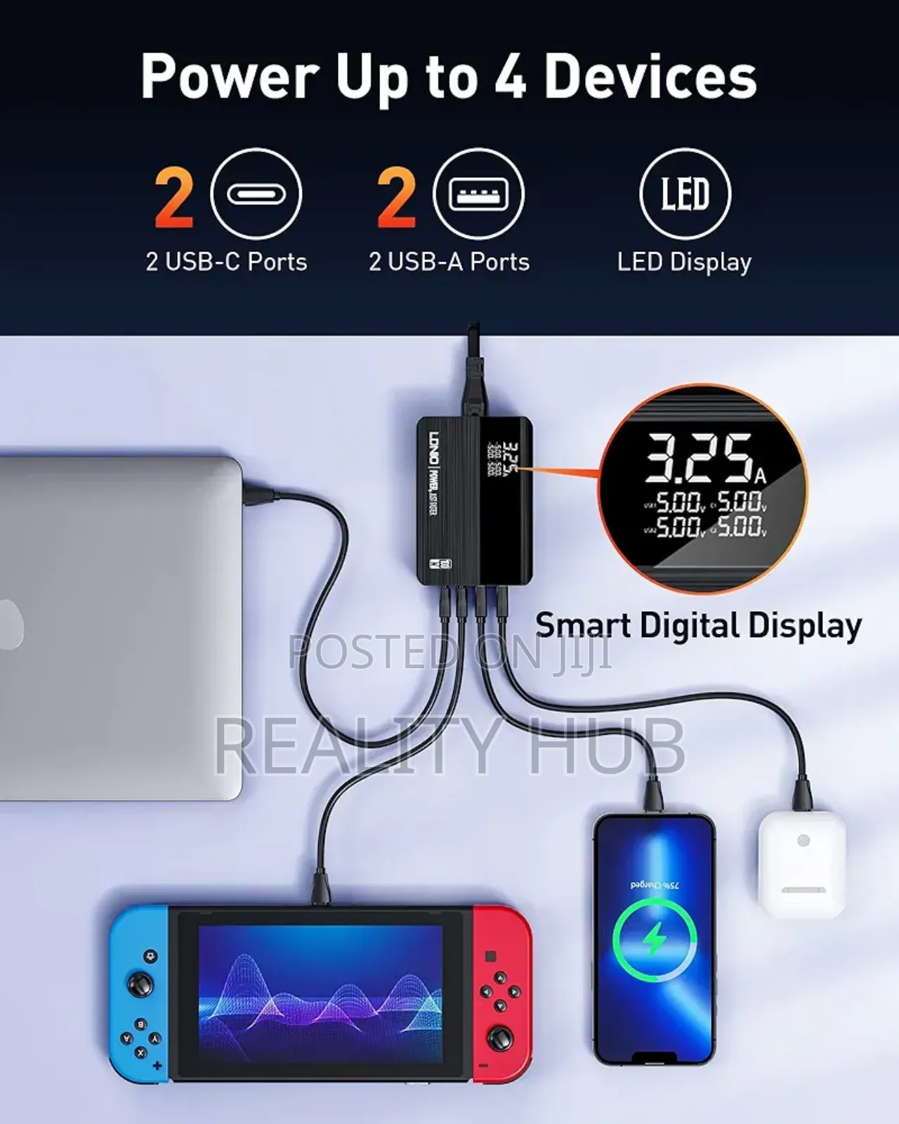 Ldnio Usb C Charger 100w 4-Port Gan Fast Desktop Charger Usb C Power