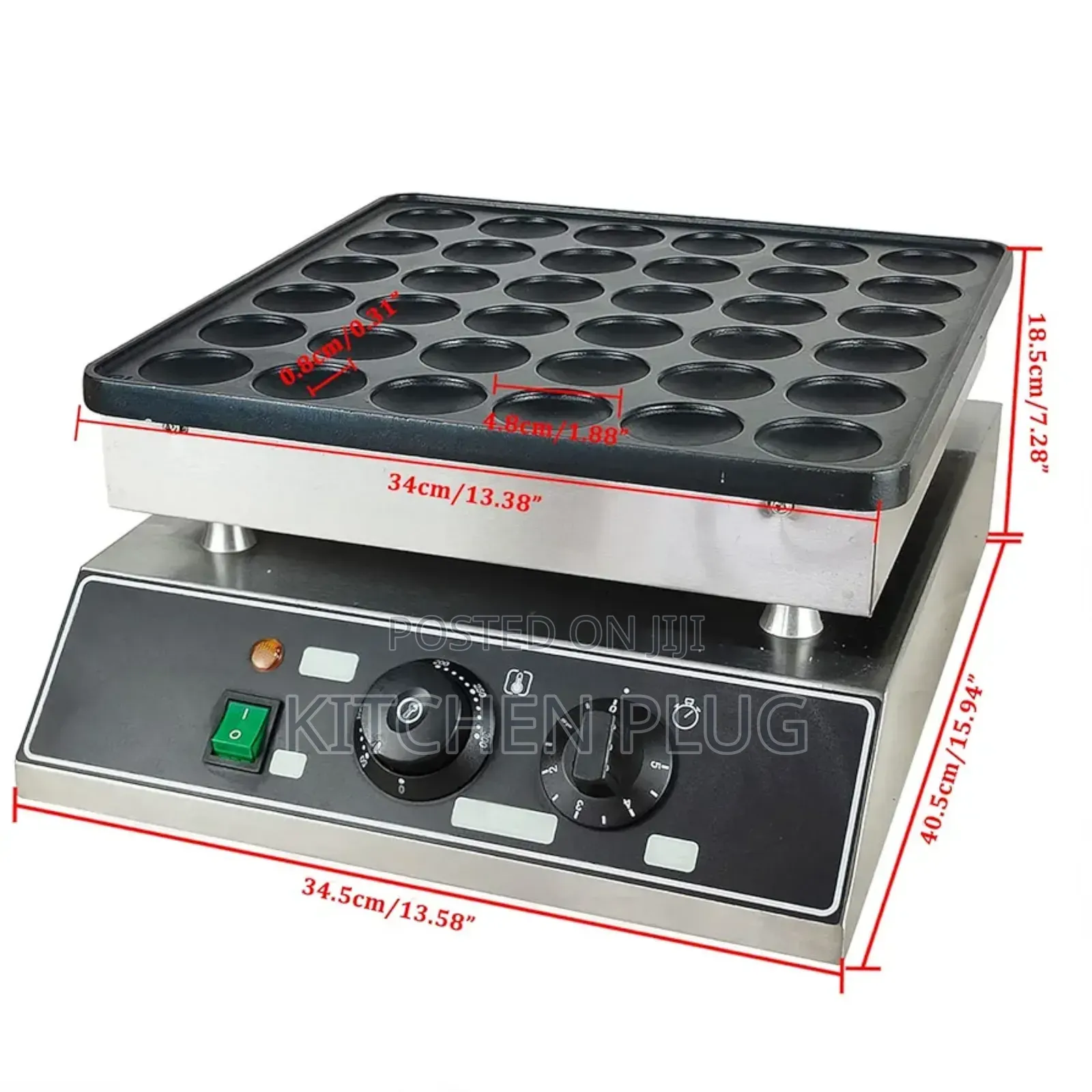 36 Holes Mini Pancakes Maker 1000w Commercial (13.58" X 15.94 X 7.28)
