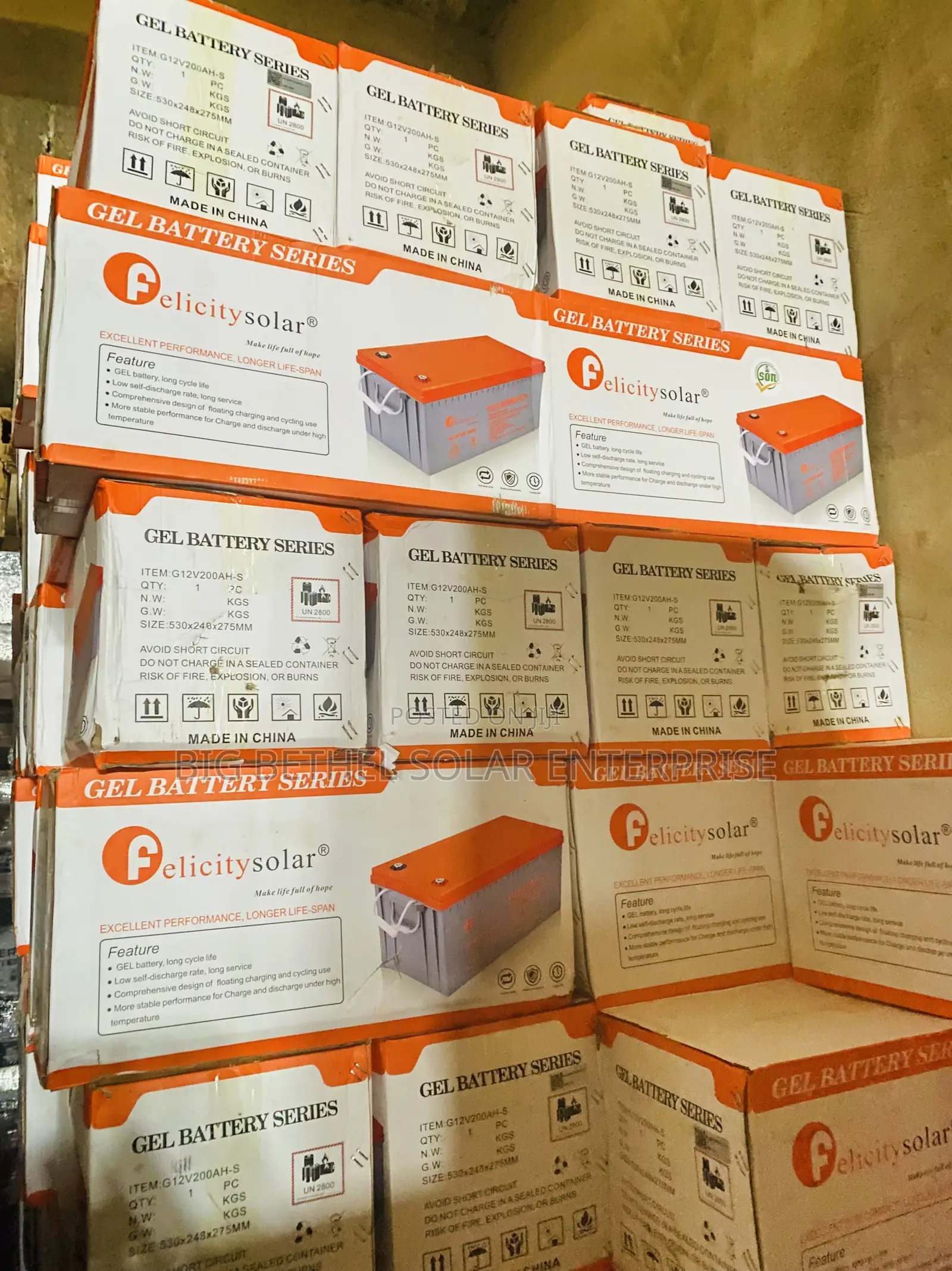 Felicity 12v 200ah Solar Gel Dry Cell Battery