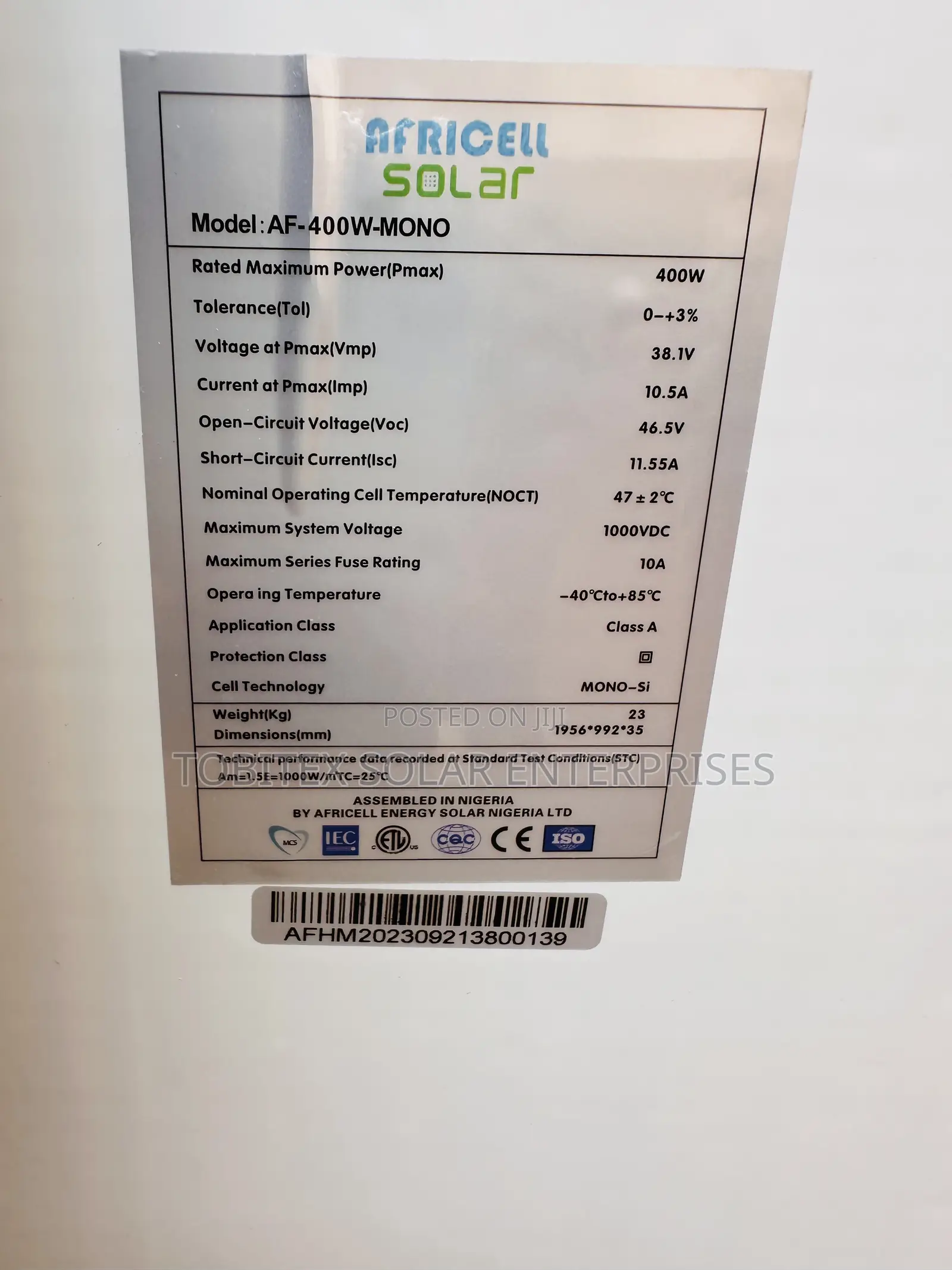 400w Africell Solar Panels 
