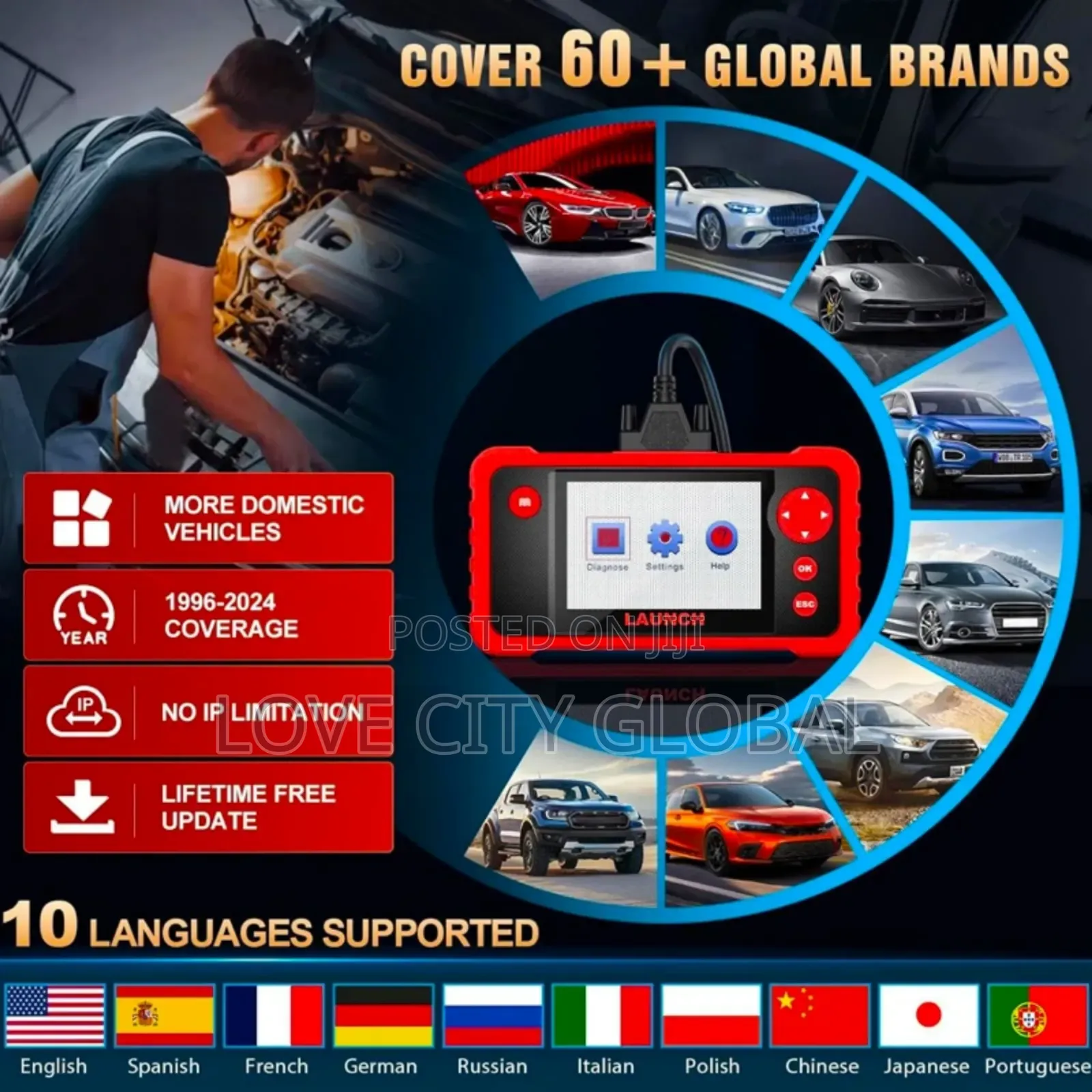 Launch Crp123 V2.0 Plus Obdii Car Scanner Sas SRS Abs All Free Update