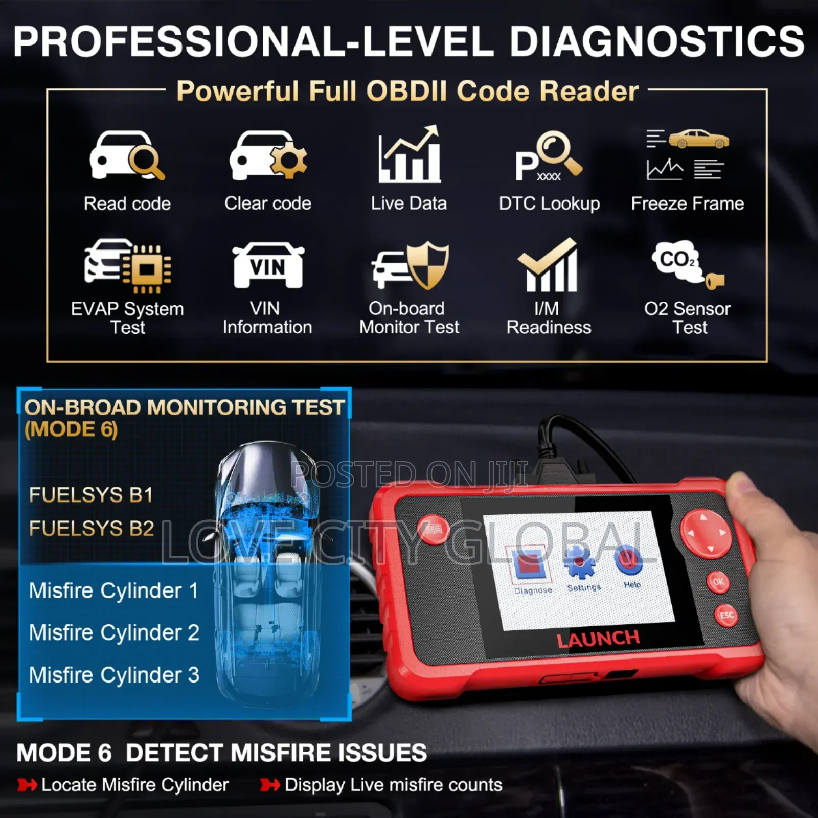 Launch Crp123 V2.0 Plus Obdii Car Scanner Sas SRS Abs All Free Update